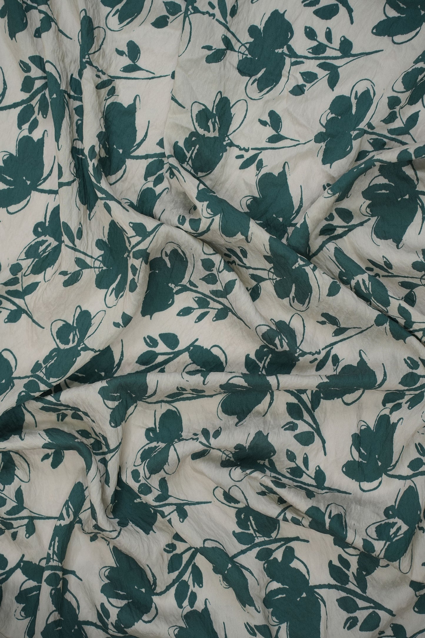 Floral Veil Emerald Botanical Viscose Fabric