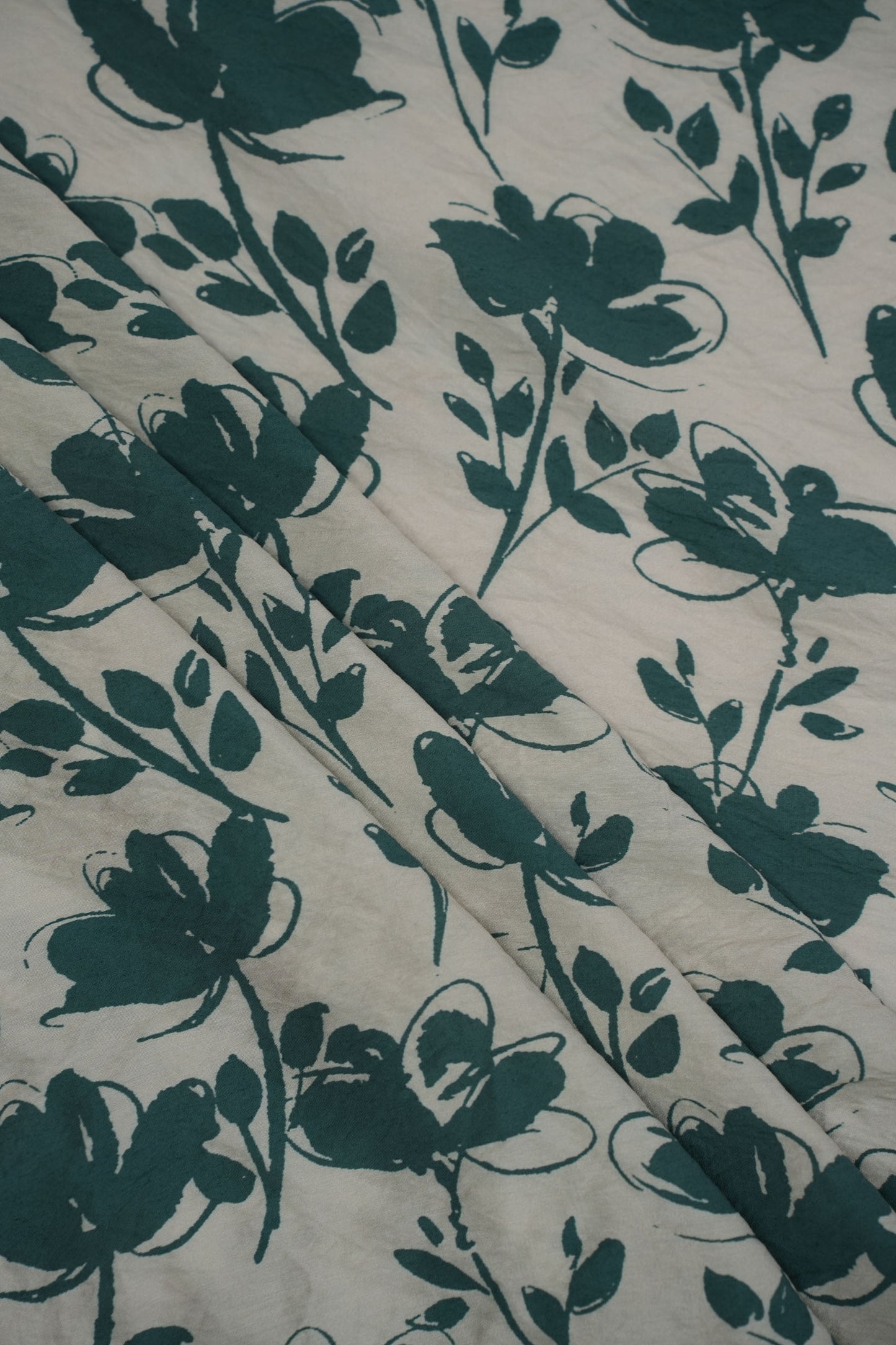 Floral Veil Emerald Botanical Viscose Fabric