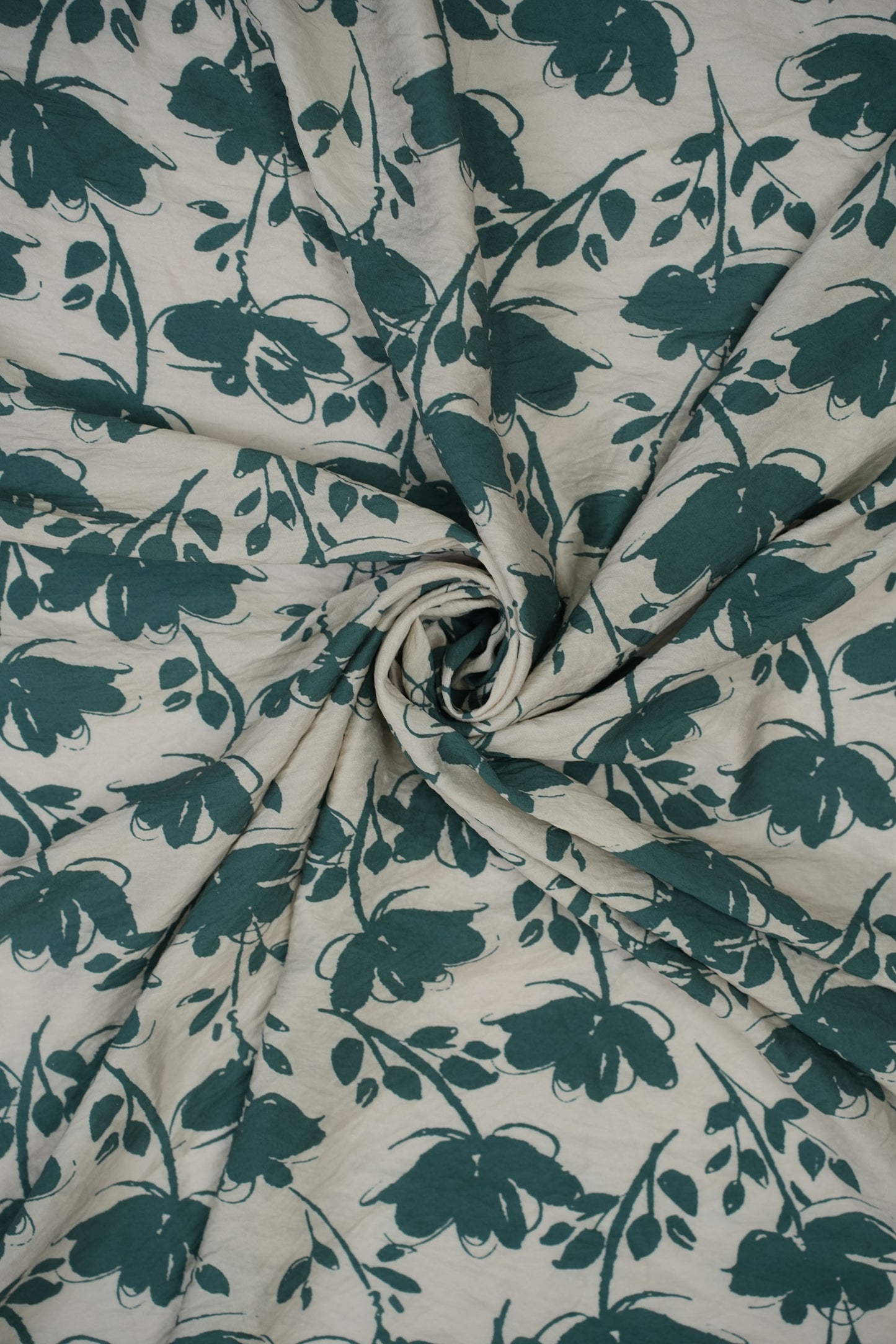 Floral Veil Emerald Botanical Viscose Fabric
