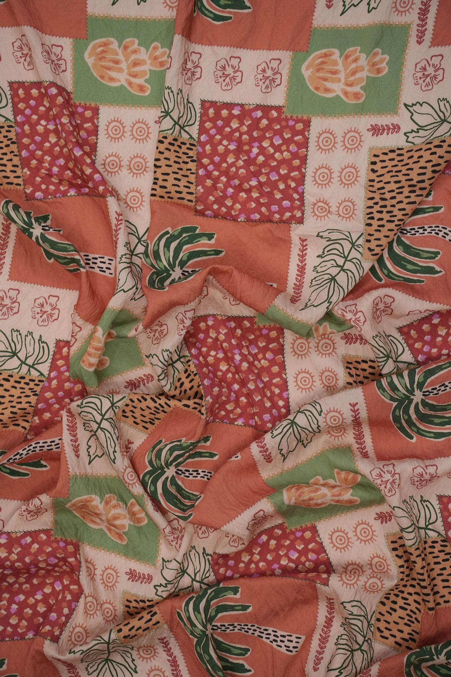 Garden Carnival Patchwork Viscose Blend Fabric