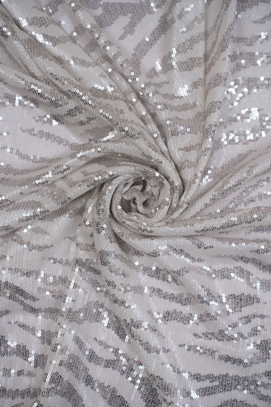 Zebra Luxe Sequins Glam Viscose Georgette Fabric