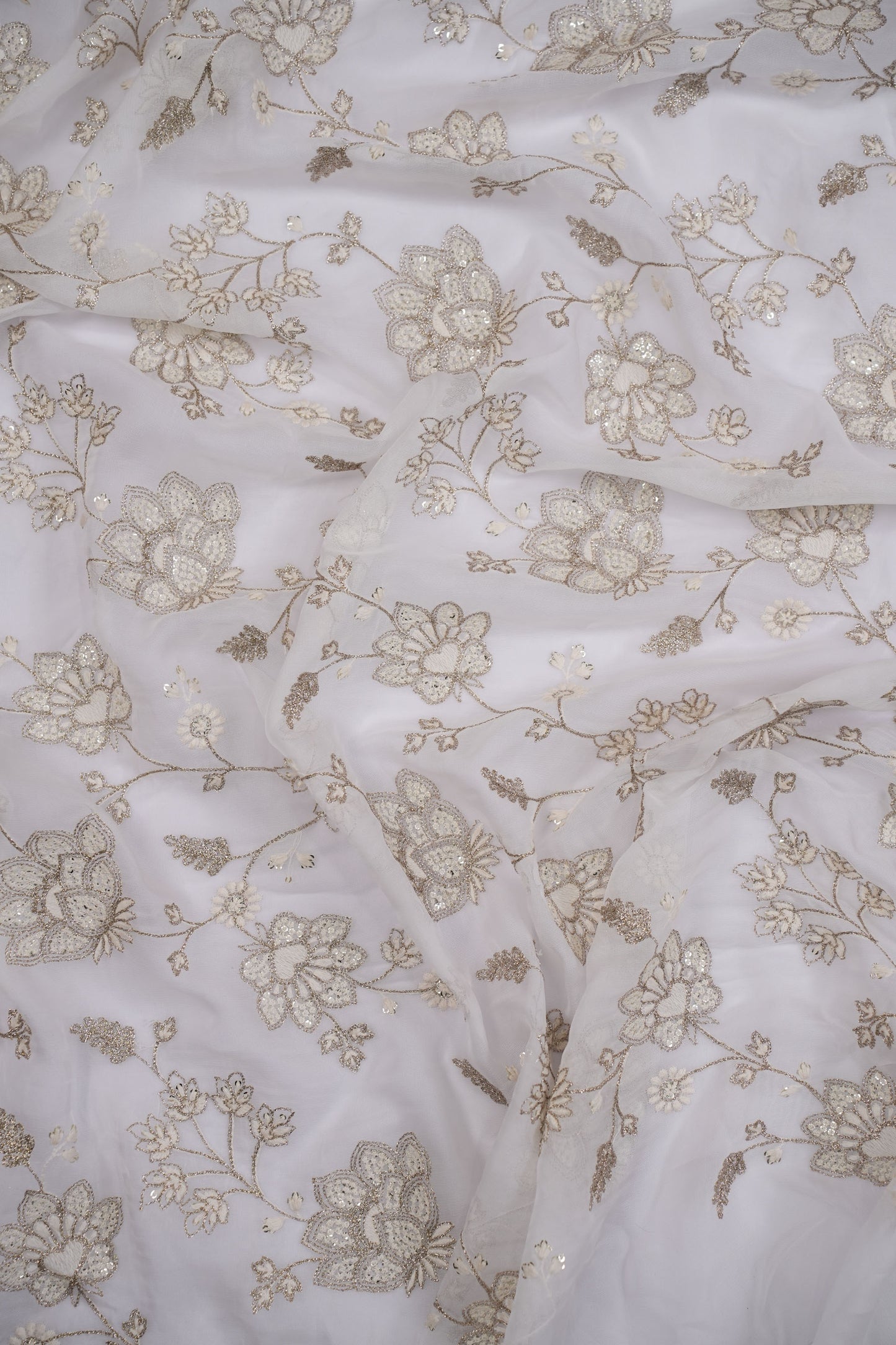 Pearl Lotus Harmony Pastel Floral Viscose Georgette