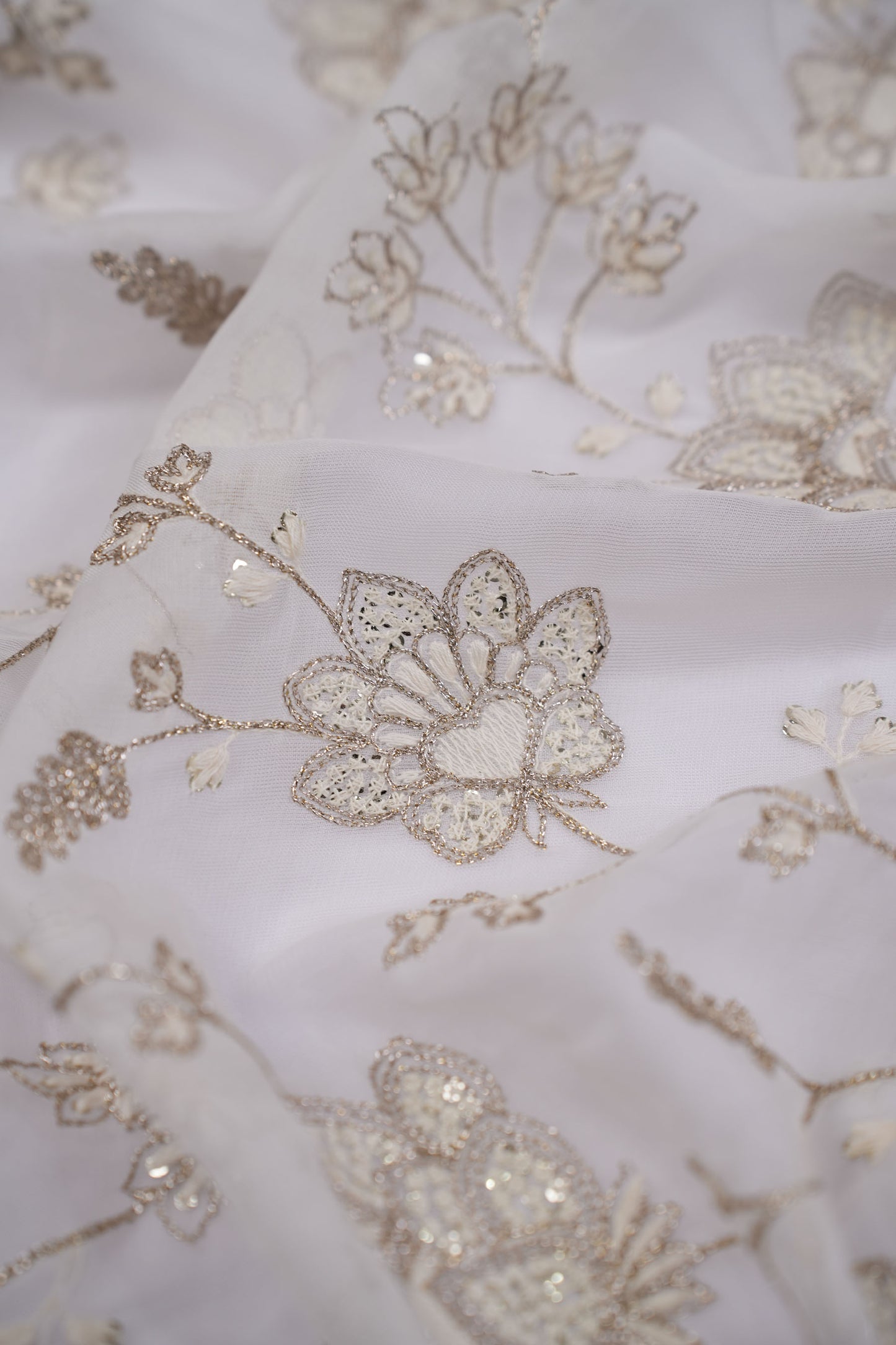 Pearl Lotus Harmony Pastel Floral Viscose Georgette