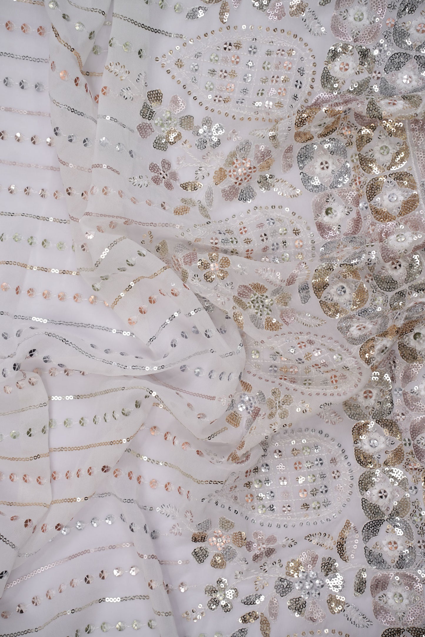 Eternal Blossom Drapes Sequin Viscose Georgette Fabric