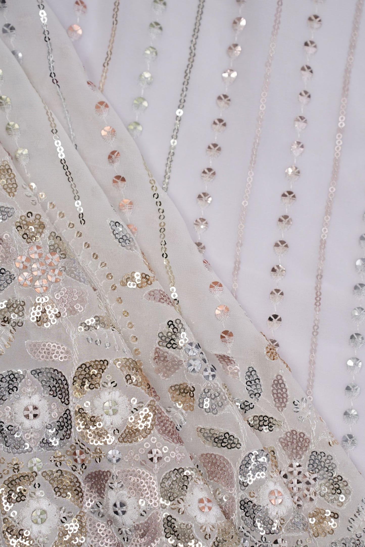 Eternal Blossom Drapes Sequin Viscose Georgette Fabric