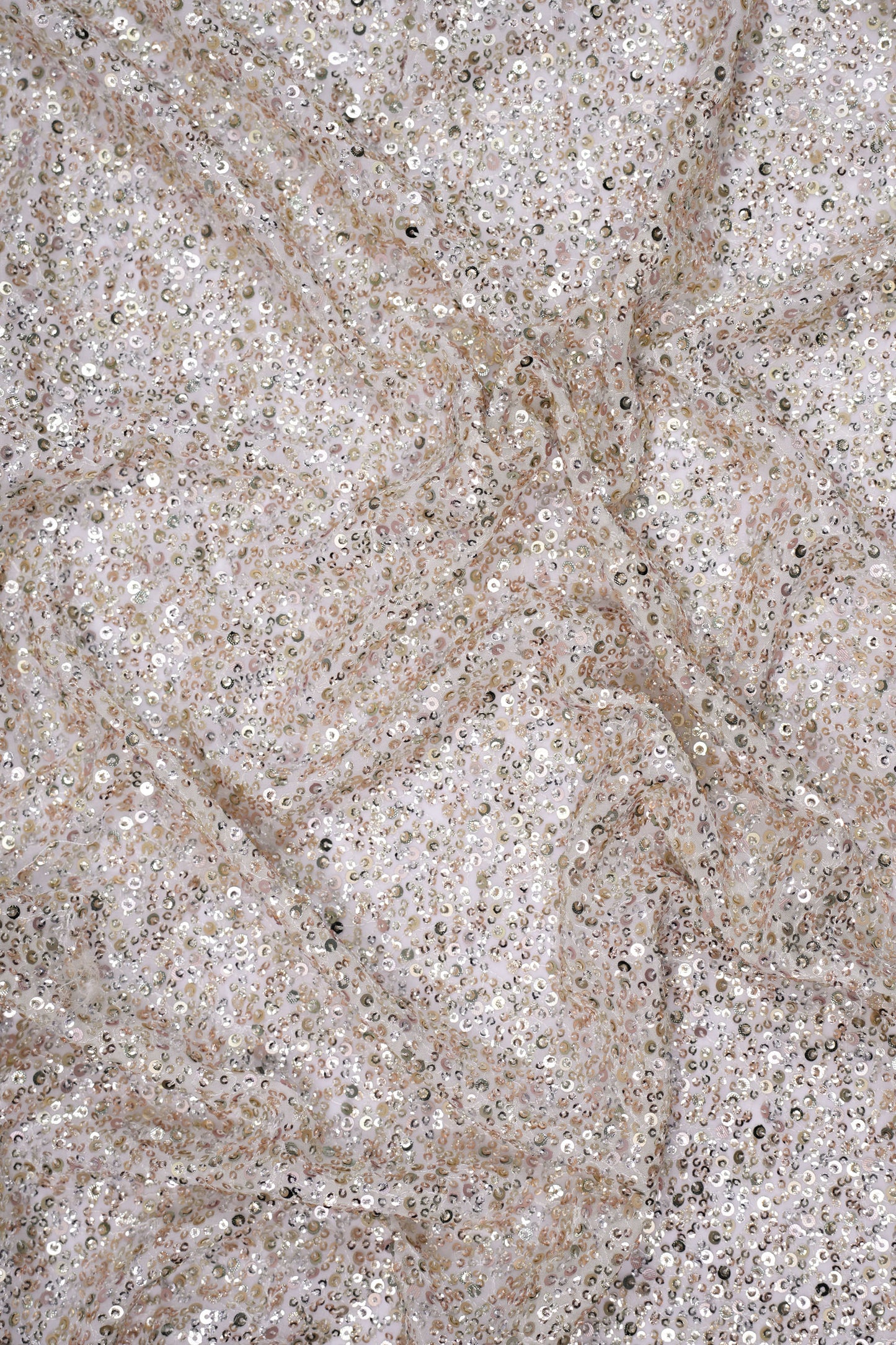 Midnight Spark Sequins Iridescent Viscose Georgette Fabric