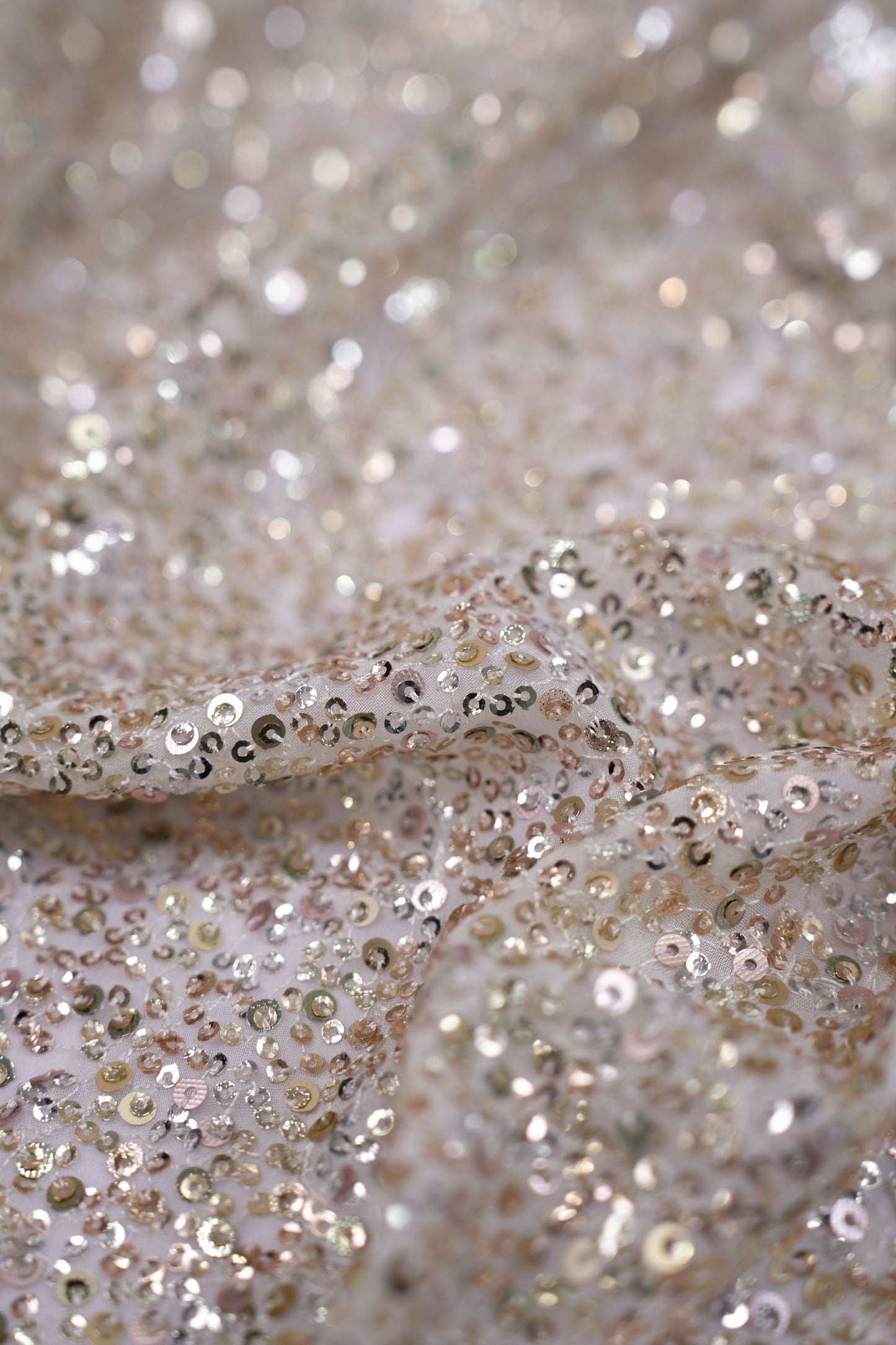 Midnight Spark Sequins Iridescent Viscose Georgette Fabric