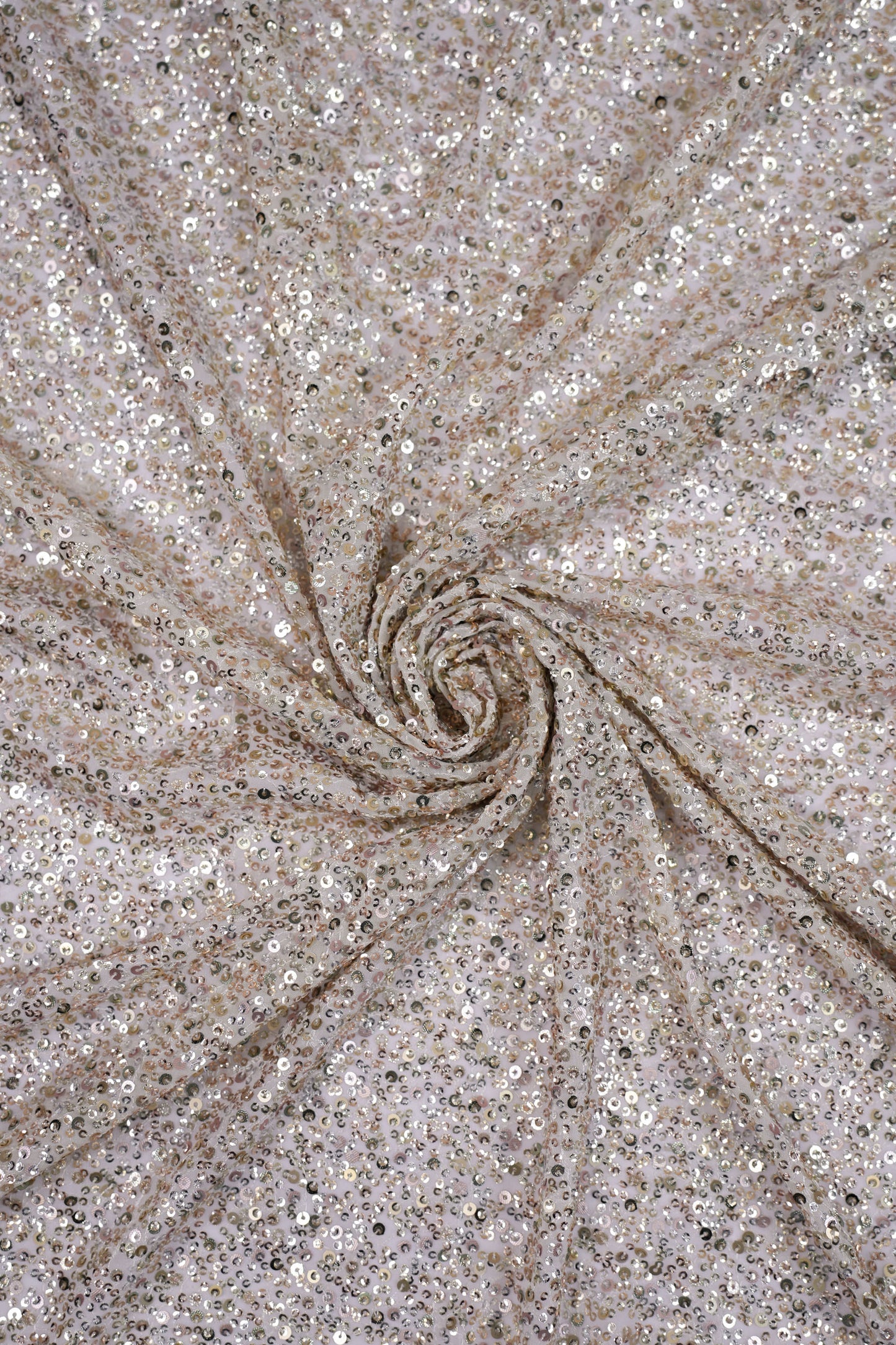 Midnight Spark Sequins Iridescent Viscose Georgette Fabric