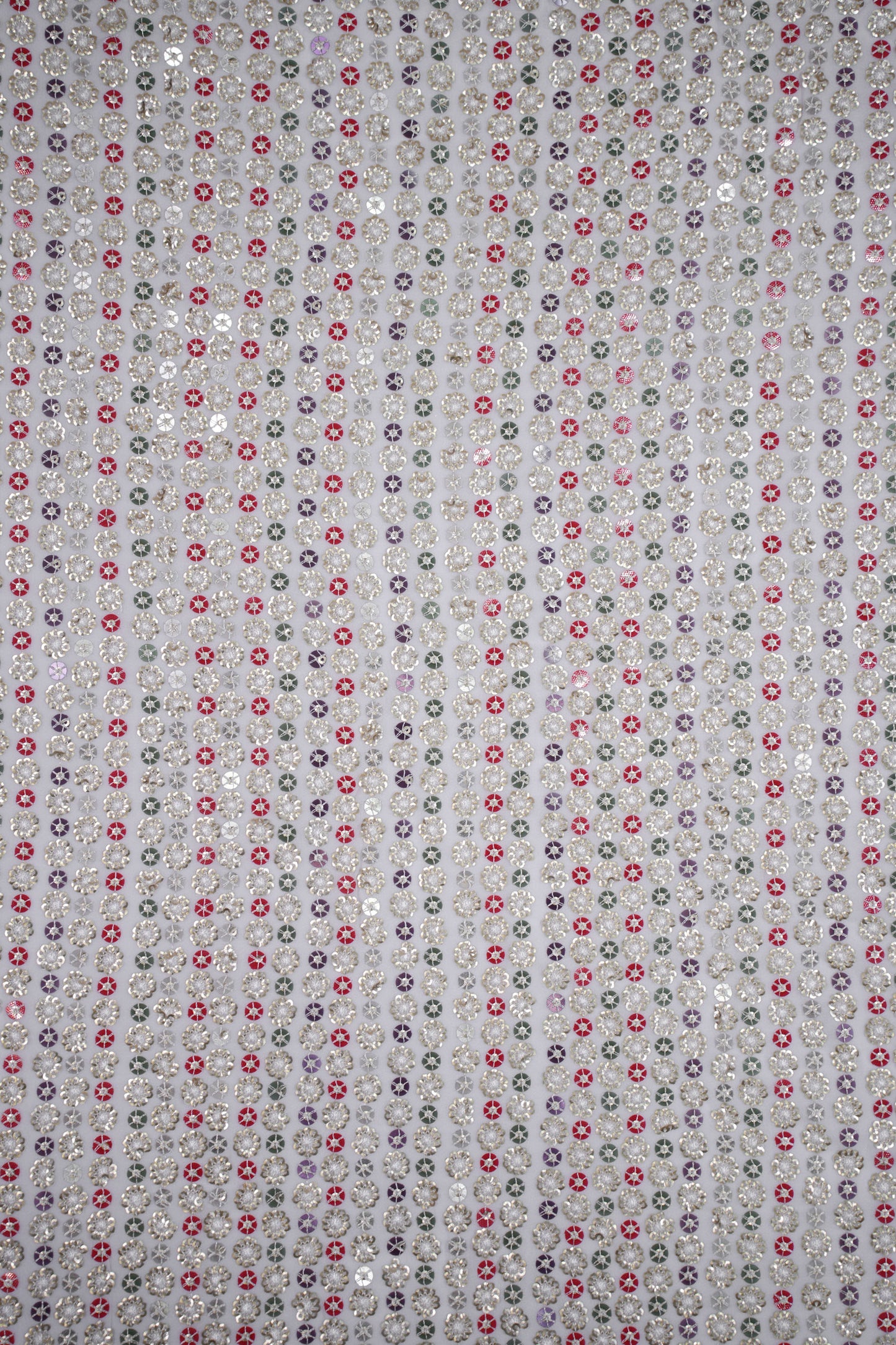 Regal Bloom Stripes Multicolour Floral Sequin Viscose Georgette Fabric