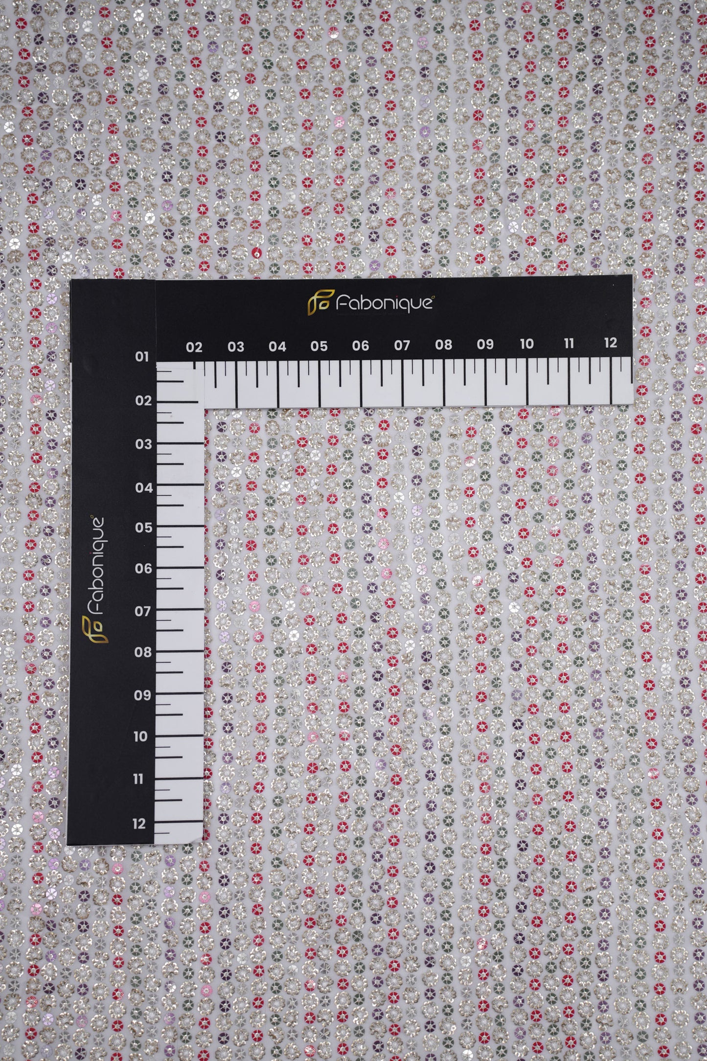 Regal Bloom Stripes Multicolour Floral Sequin Viscose Georgette Fabric