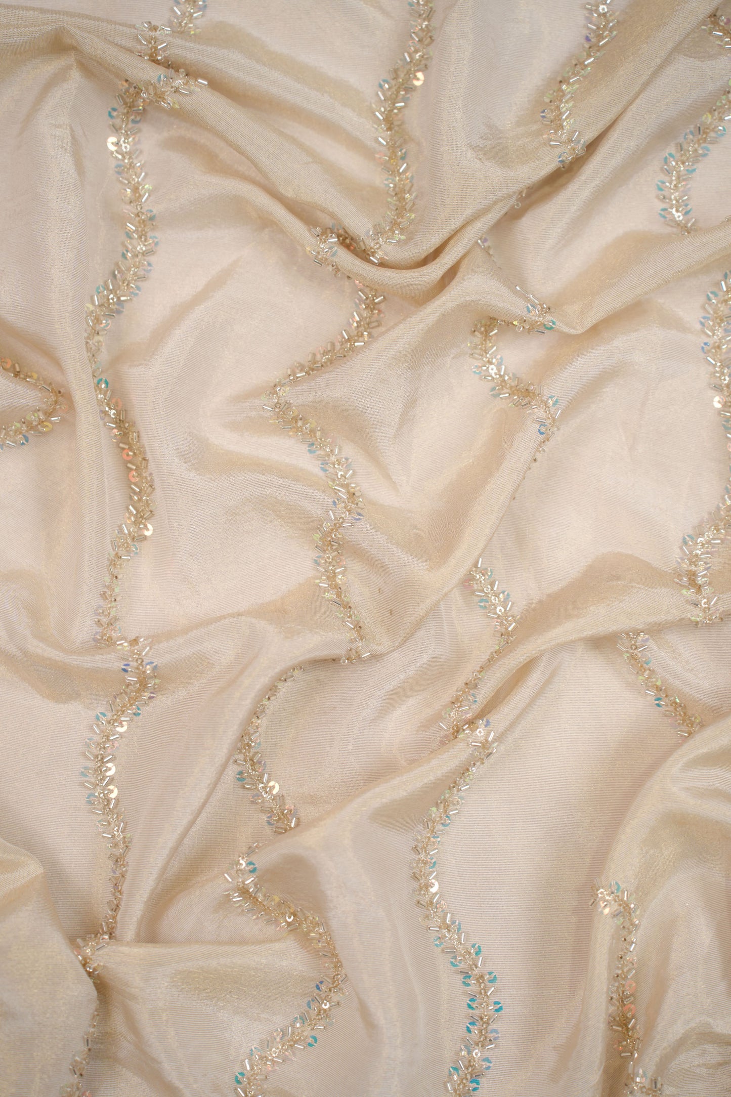 Waves of Elegance Iridescent Sequin Tissue Fabric