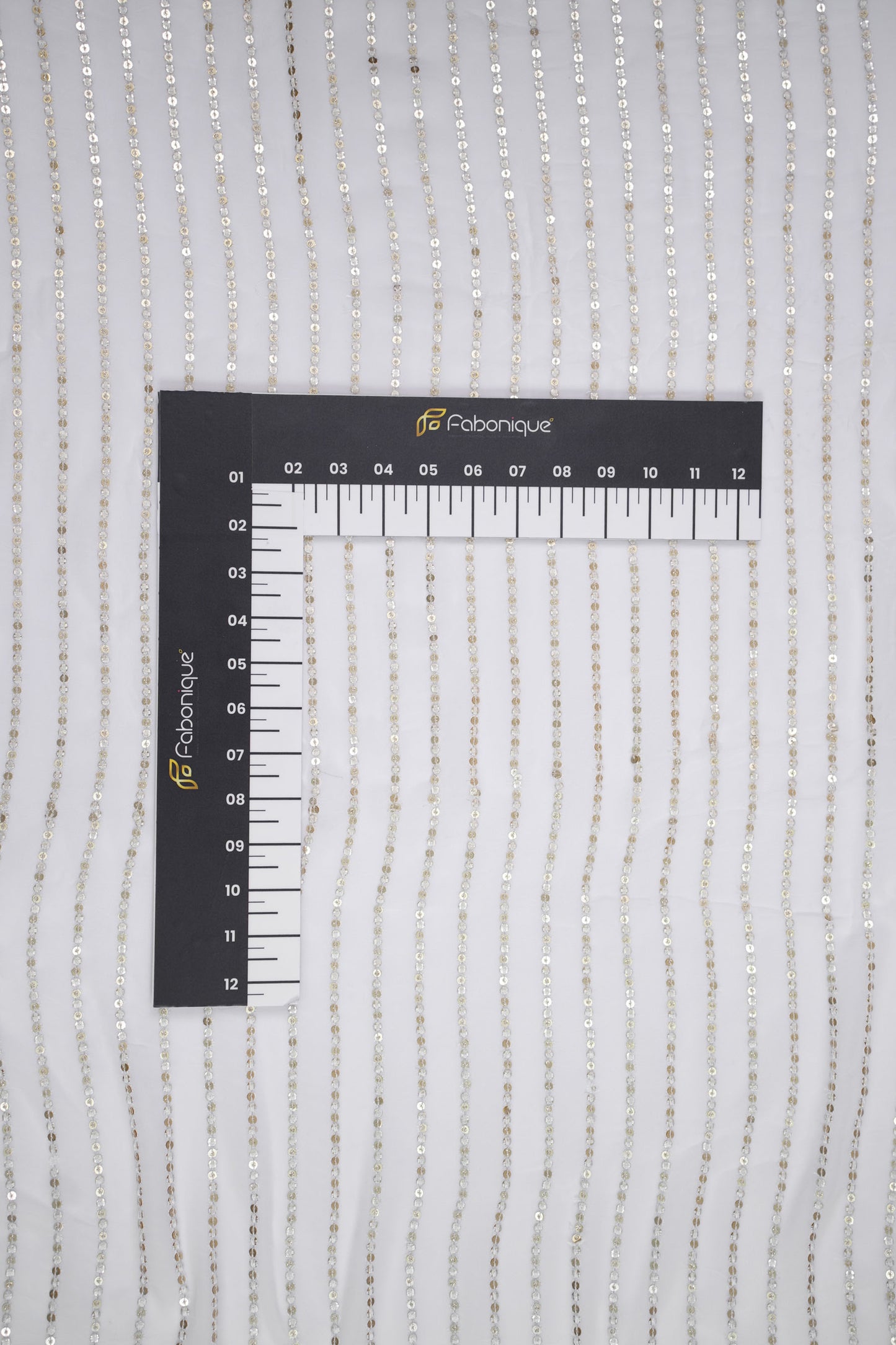 Golden Gleam Stripes Dual-Tone Sequin Viscose Georgette Fabric