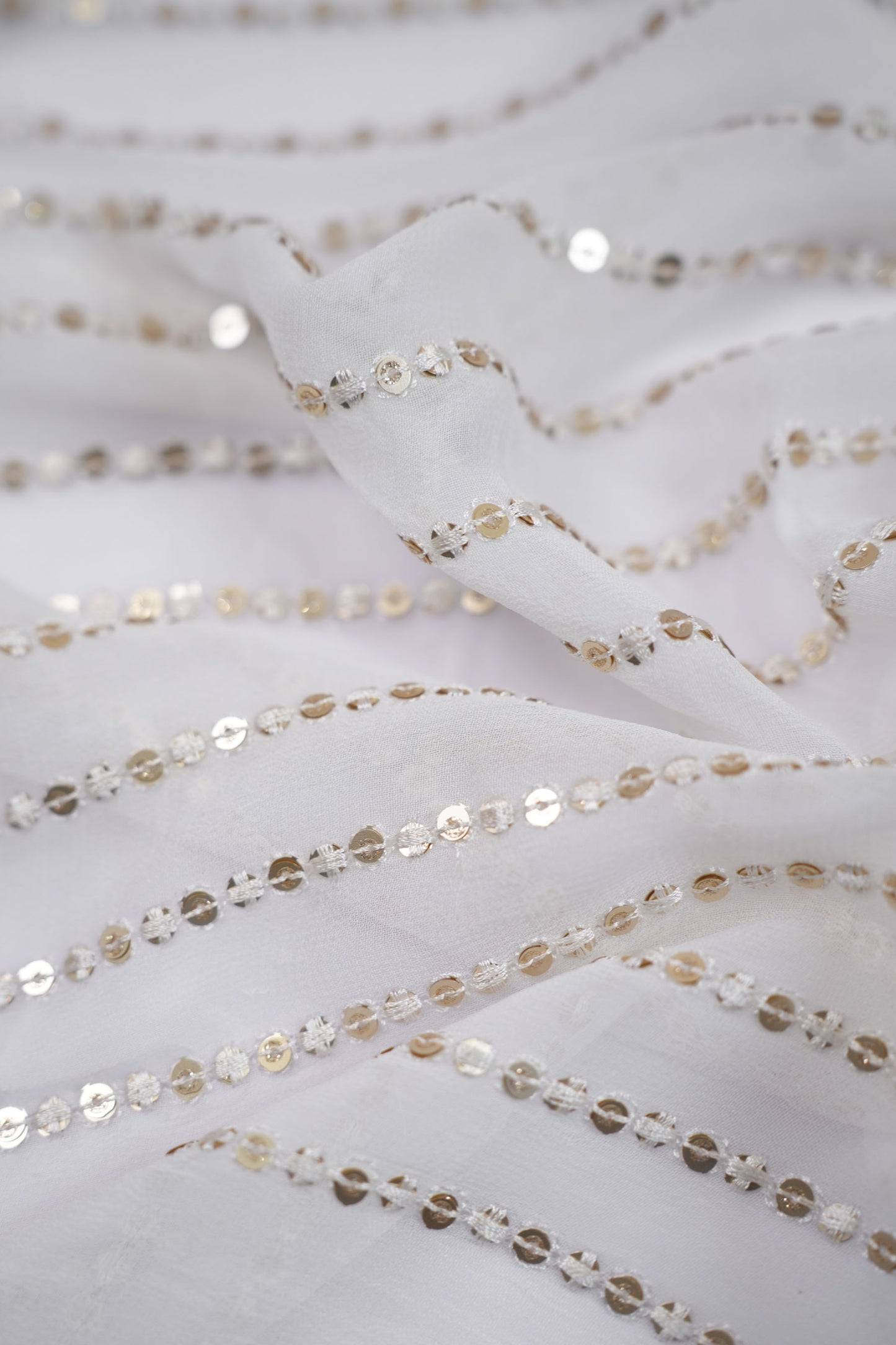 Golden Gleam Stripes Dual-Tone Sequin Viscose Georgette Fabric