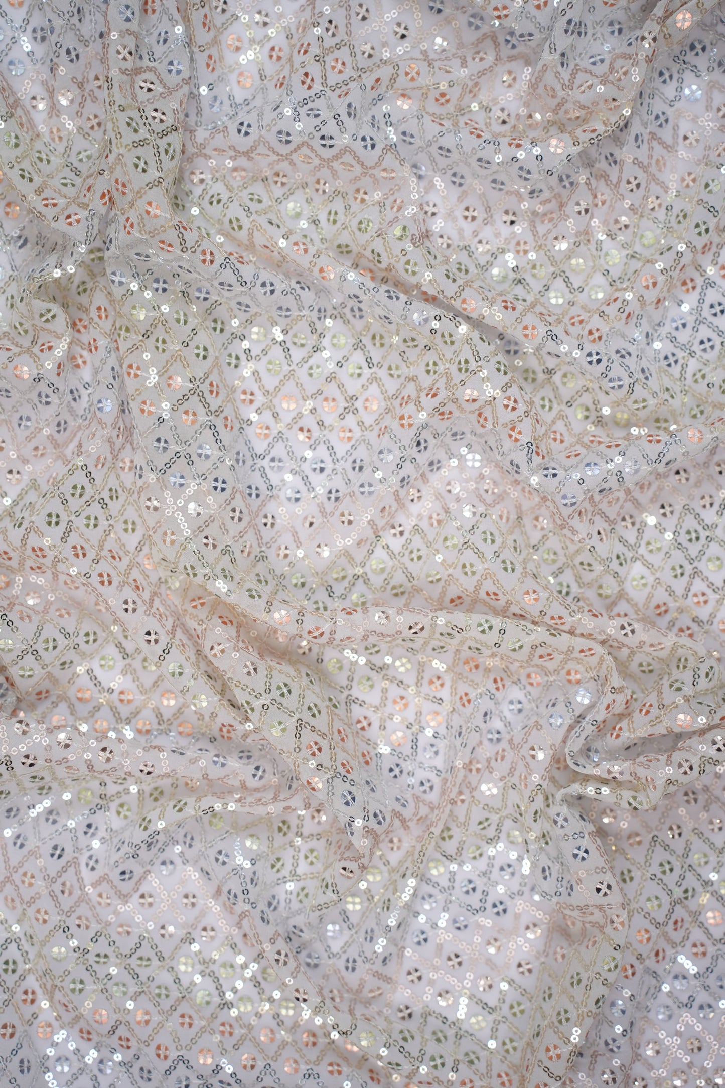 Starlight Geometry Sequin Viscose Georgette Fabric
