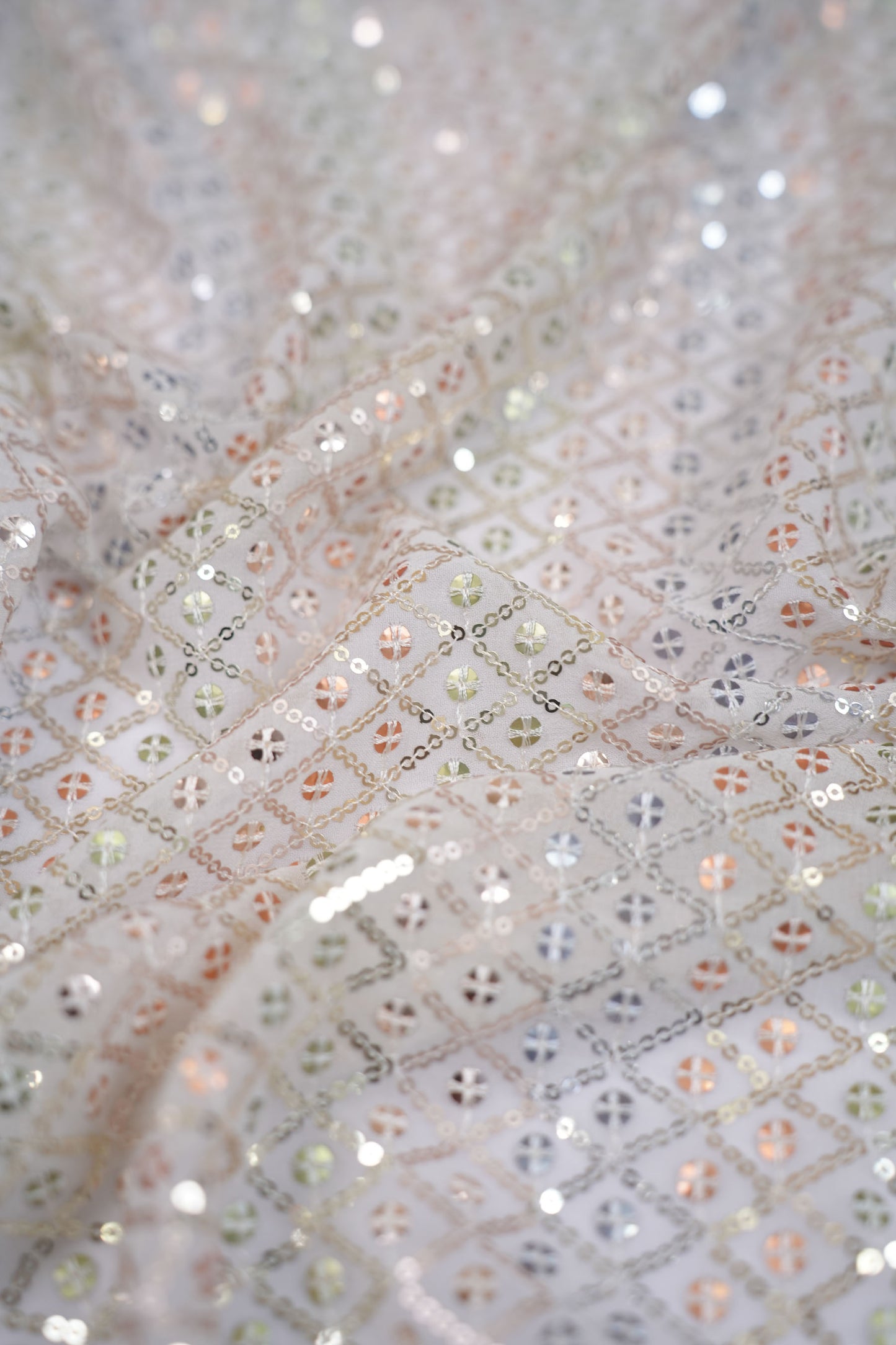 Starlight Geometry Sequin Viscose Georgette Fabric