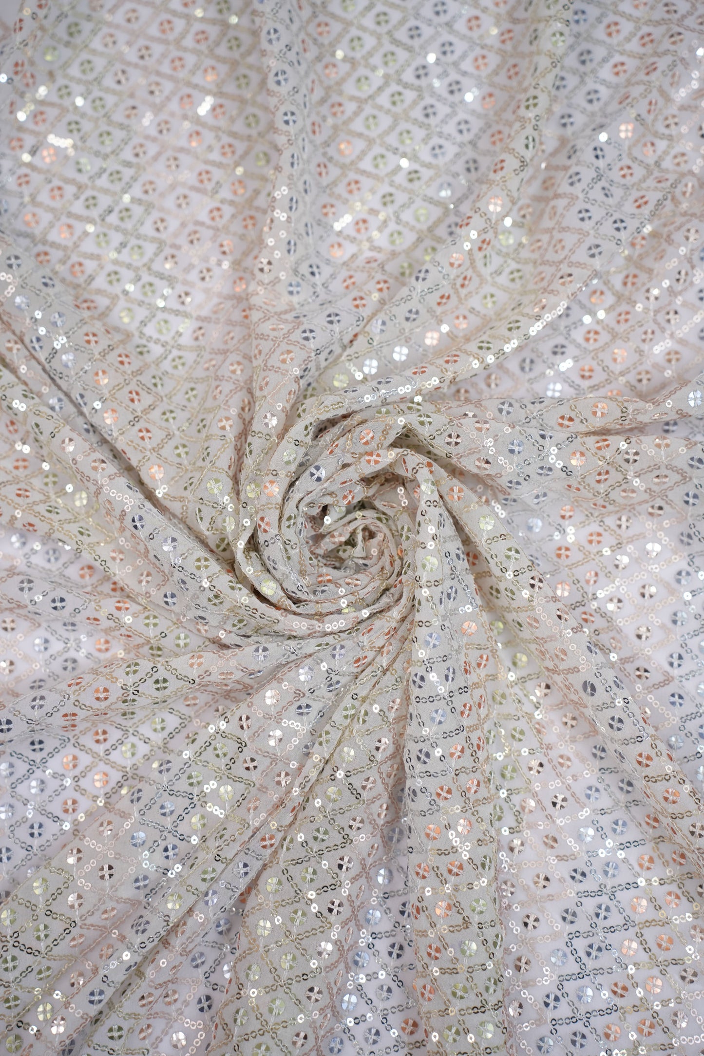 Starlight Geometry Sequin Viscose Georgette Fabric