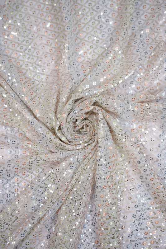 Starlight Geometry Sequin Viscose Georgette Fabric