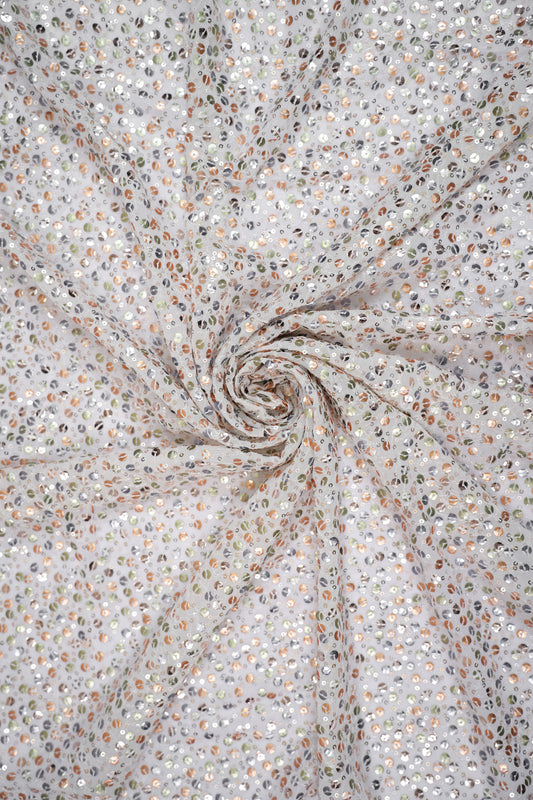 Celestial Spark Multitone Sequin Viscose Georgette Fabric