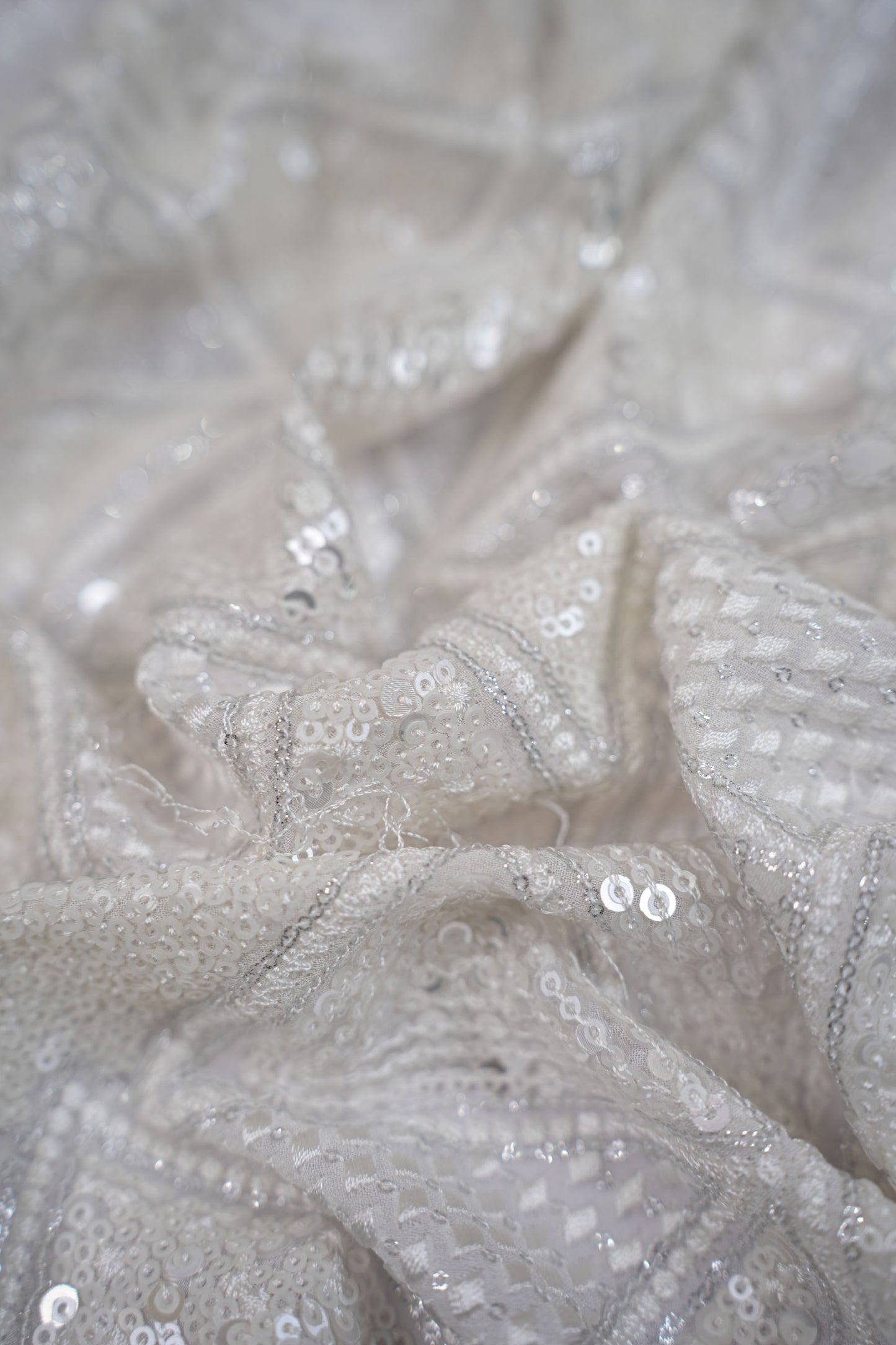 Starlit Prism Weave Embroidered Viscose Georgette Fabric