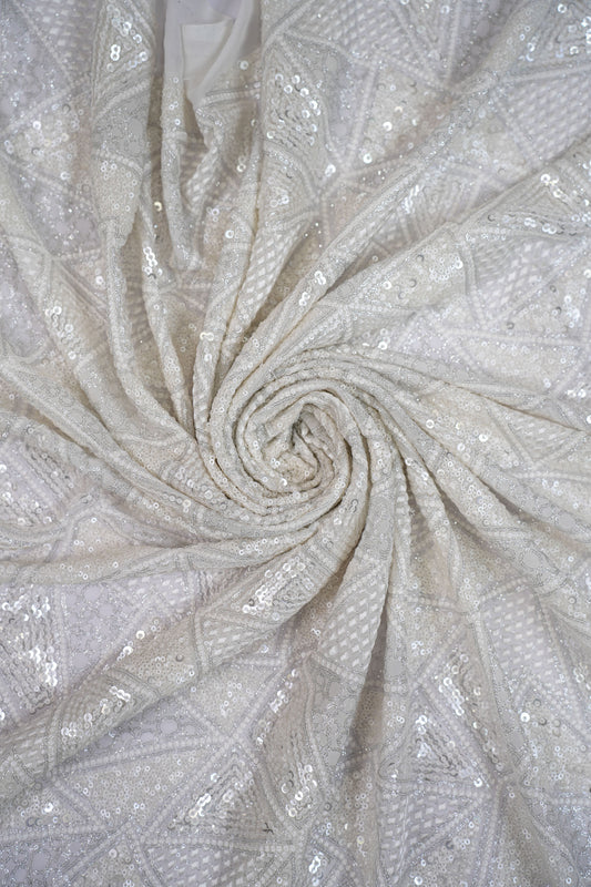 Starlit Prism Weave Embroidered Viscose Georgette Fabric