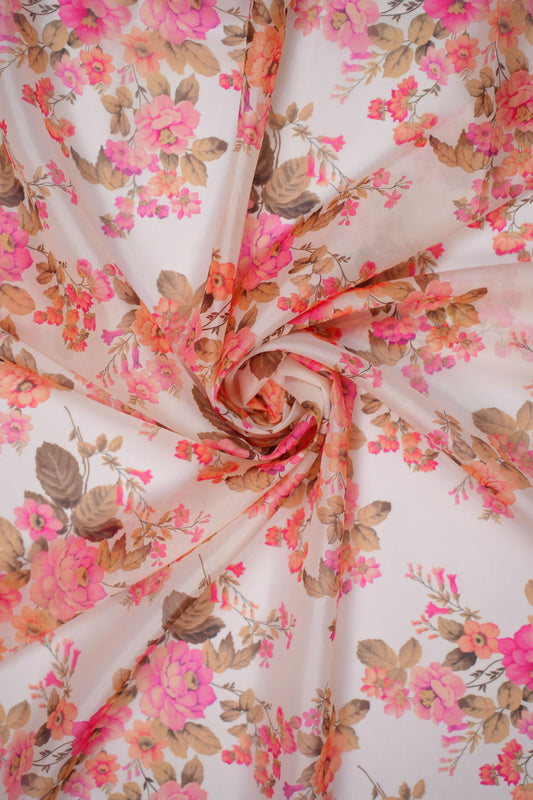 Spring Bloom Georgette Geometric Printed Fabric