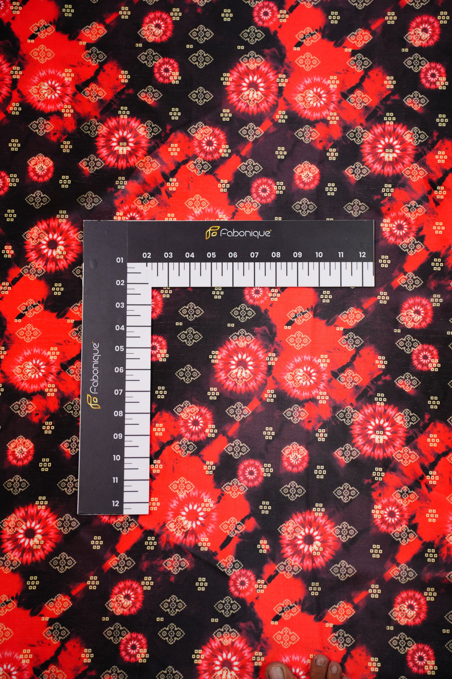 Bandhej Noir Crepe Silk Printed Fabric