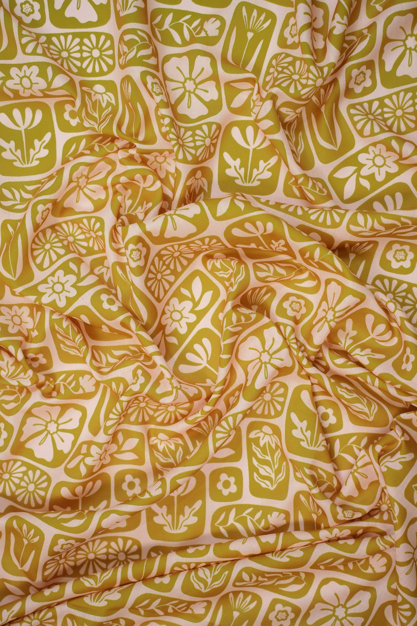 Rustic Harmony Linen Floral Printed Fabric