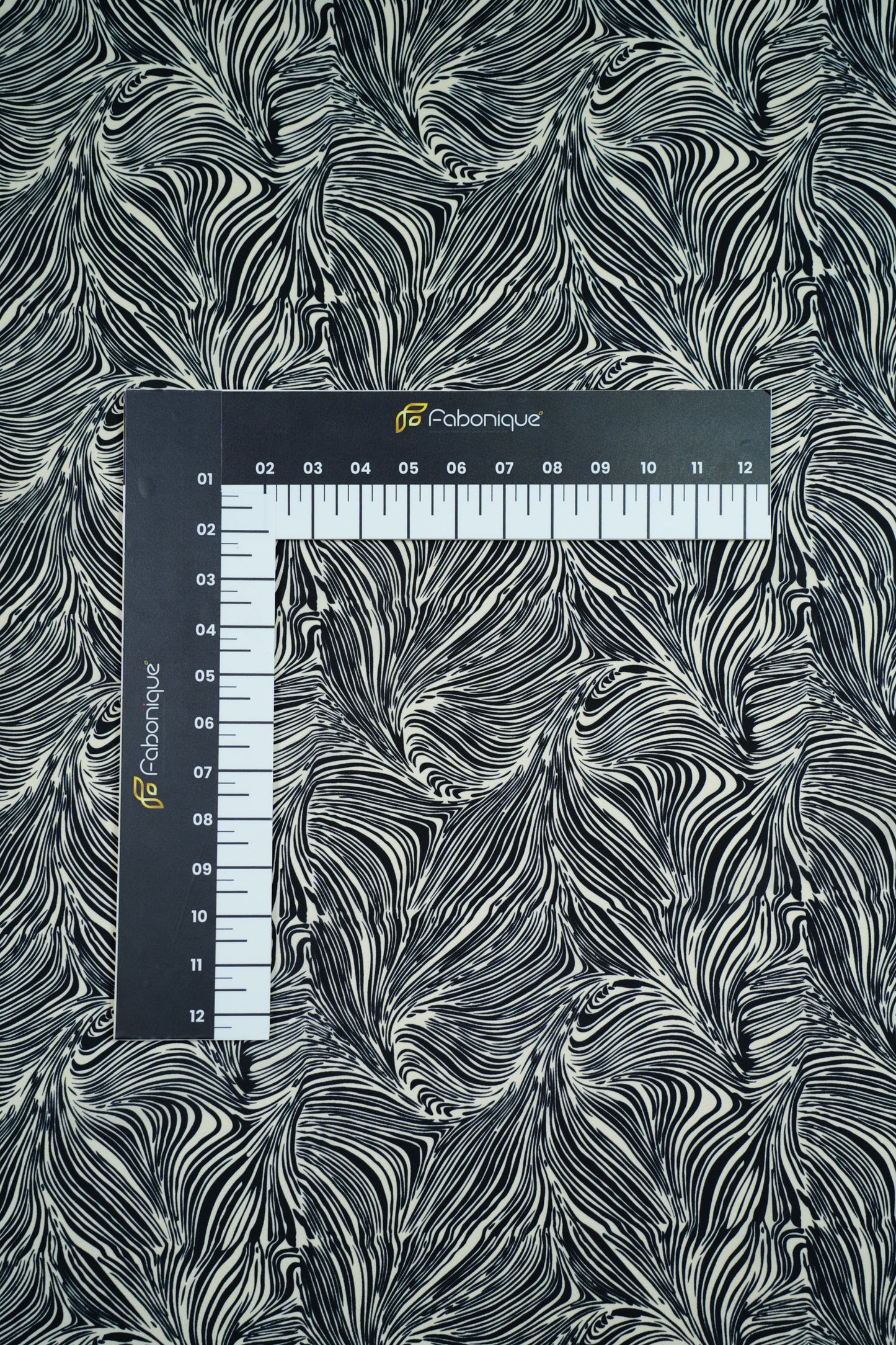 Noir Flow French Crepe Floral Printed Fabric