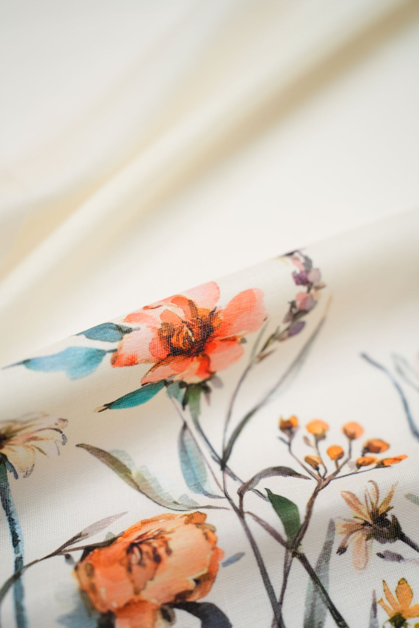 Garden Whisper Linen Floral Printed Fabric