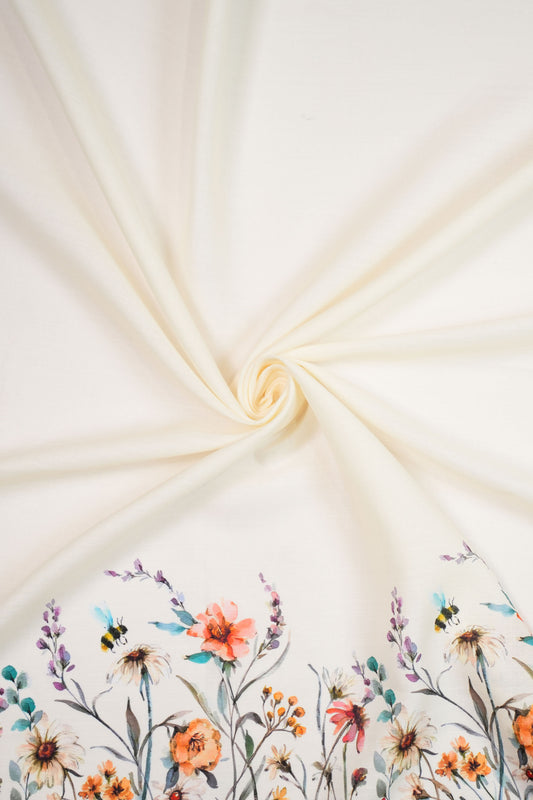 Garden Whisper Linen Floral Printed Fabric