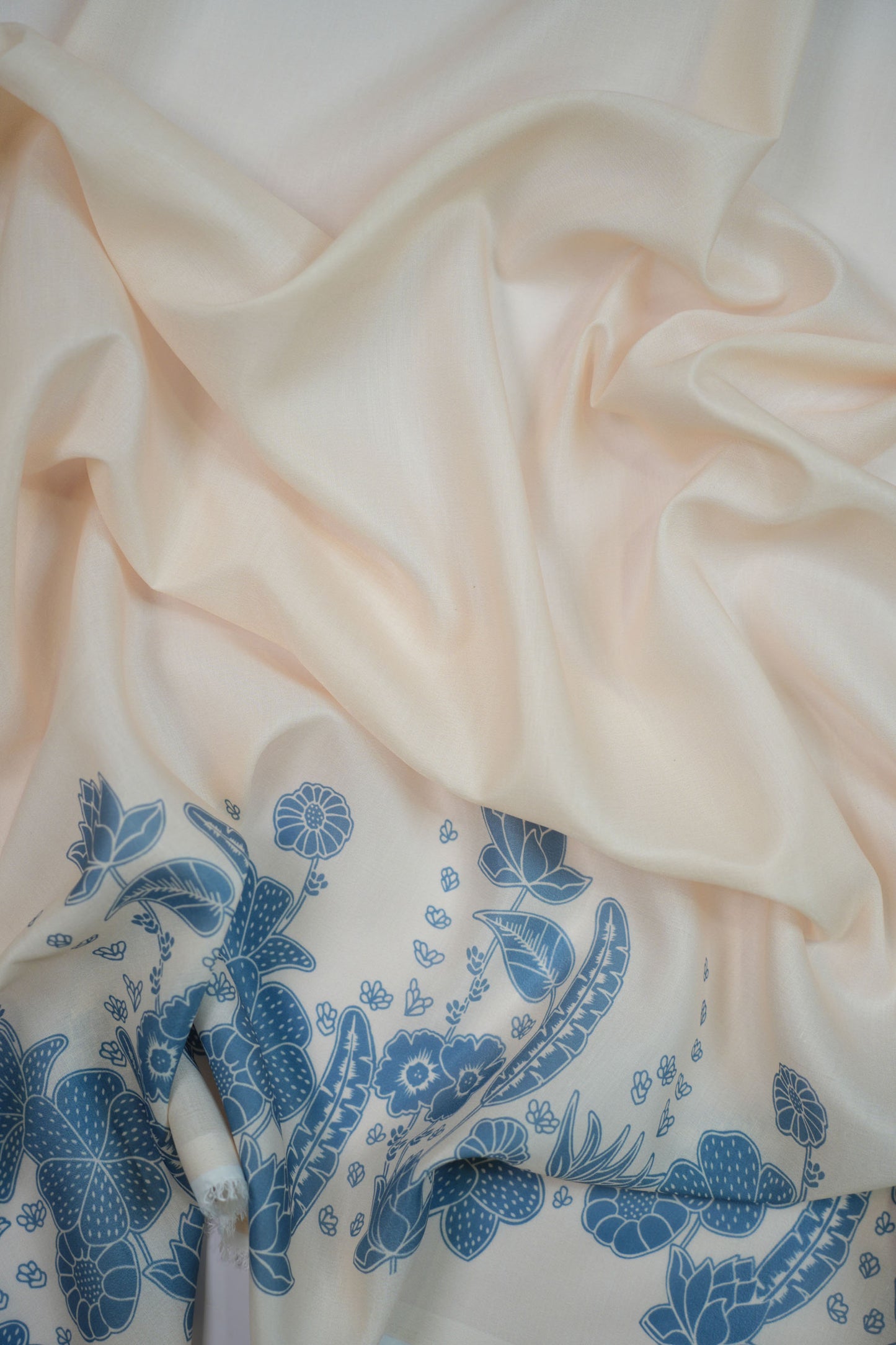 Indigo Harmony Muslin Printed Fabric