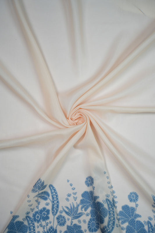 Indigo Harmony Muslin Printed Fabric