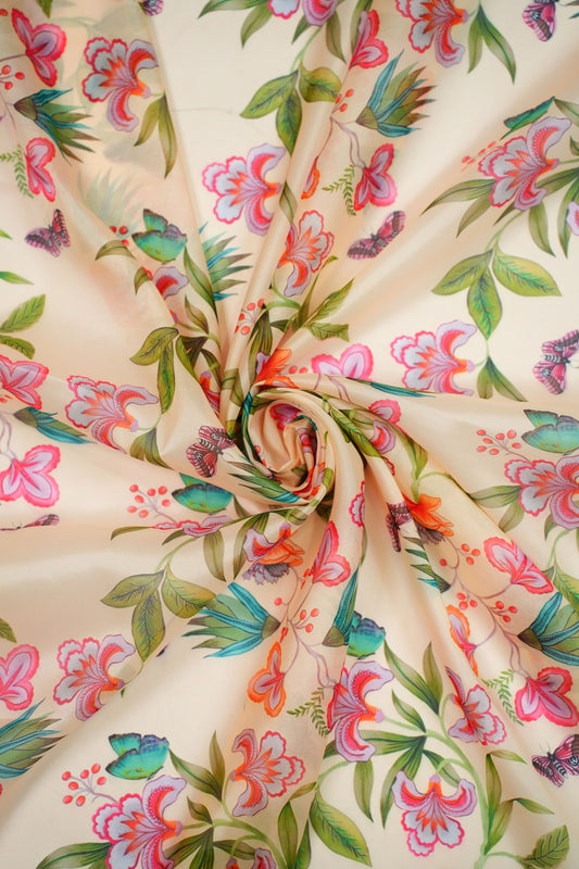 Meadow Charm Georgette Floral Printed Fabric