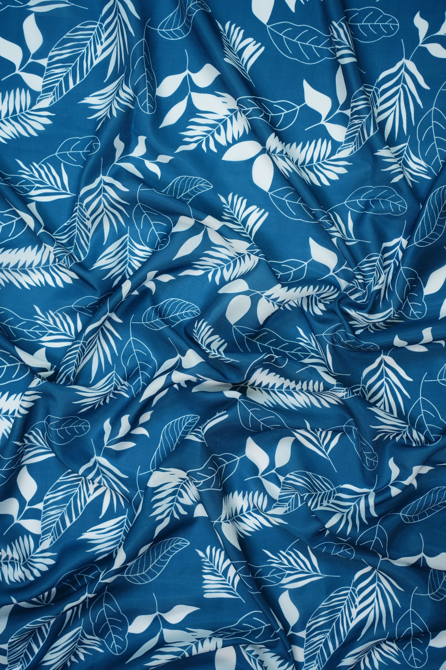 Ivory Leaf Muslin Printed Fabric