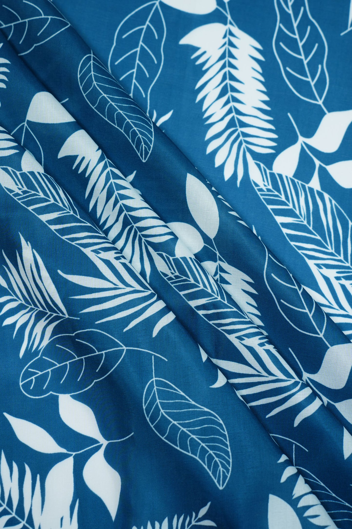 Ivory Leaf Muslin Printed Fabric