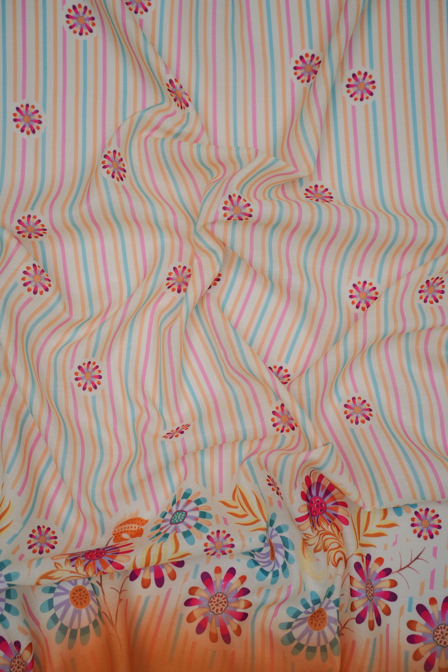 Carnival Stripes Yellow Linen Printed Fabric