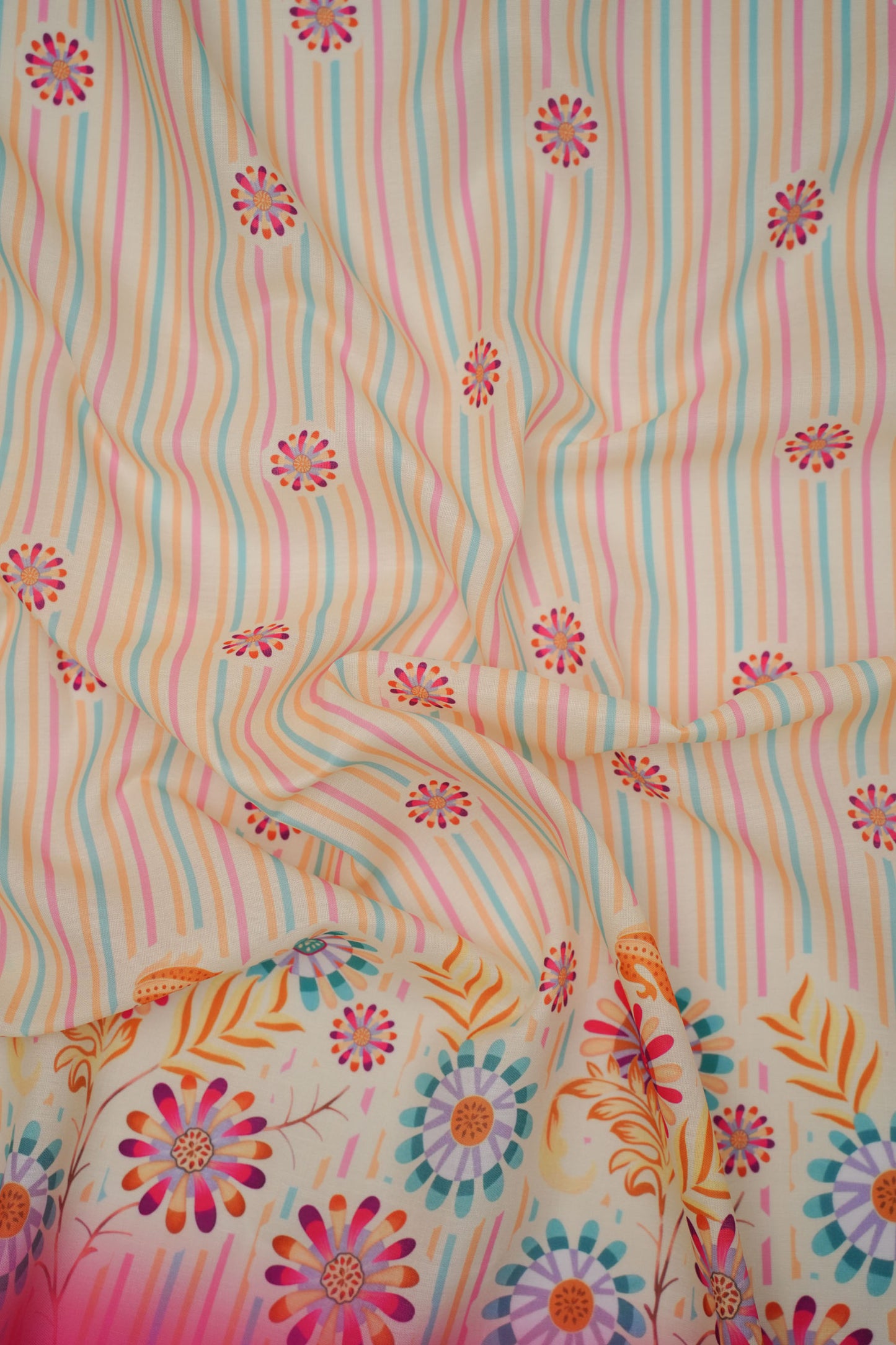 Carnival Stripes Pink Linen Printed Fabric