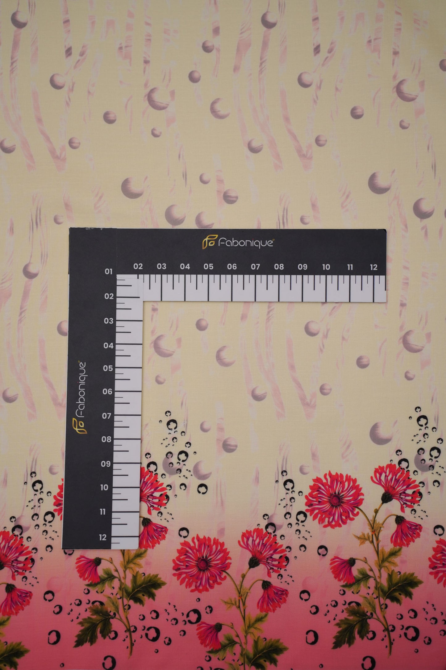 Coral Chrysanthemum Pink Linen Floral Printed Fabric