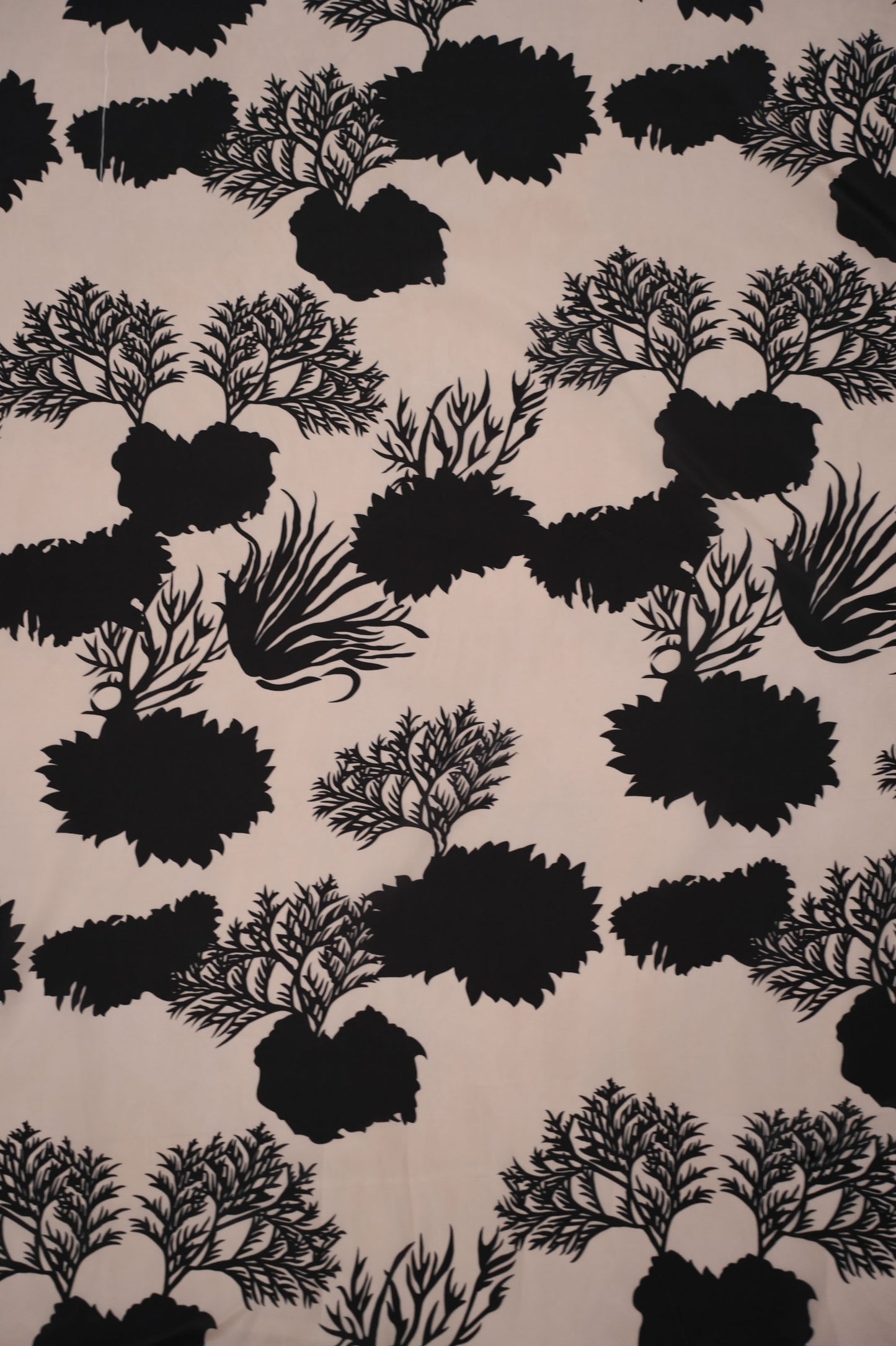 Noir Flora French Crepe Printed Fabric