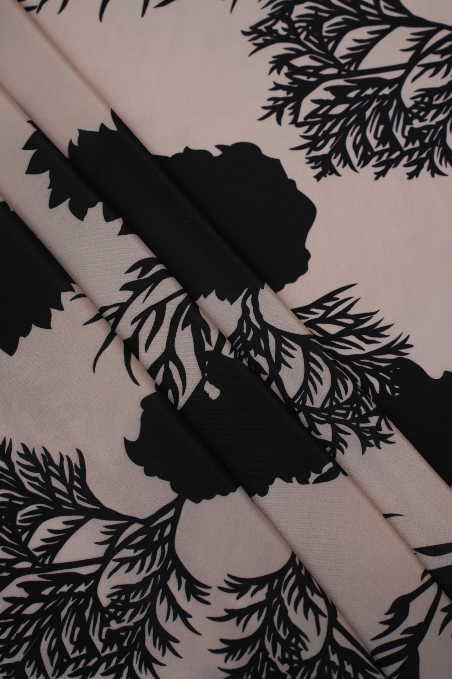 Noir Flora French Crepe Printed Fabric