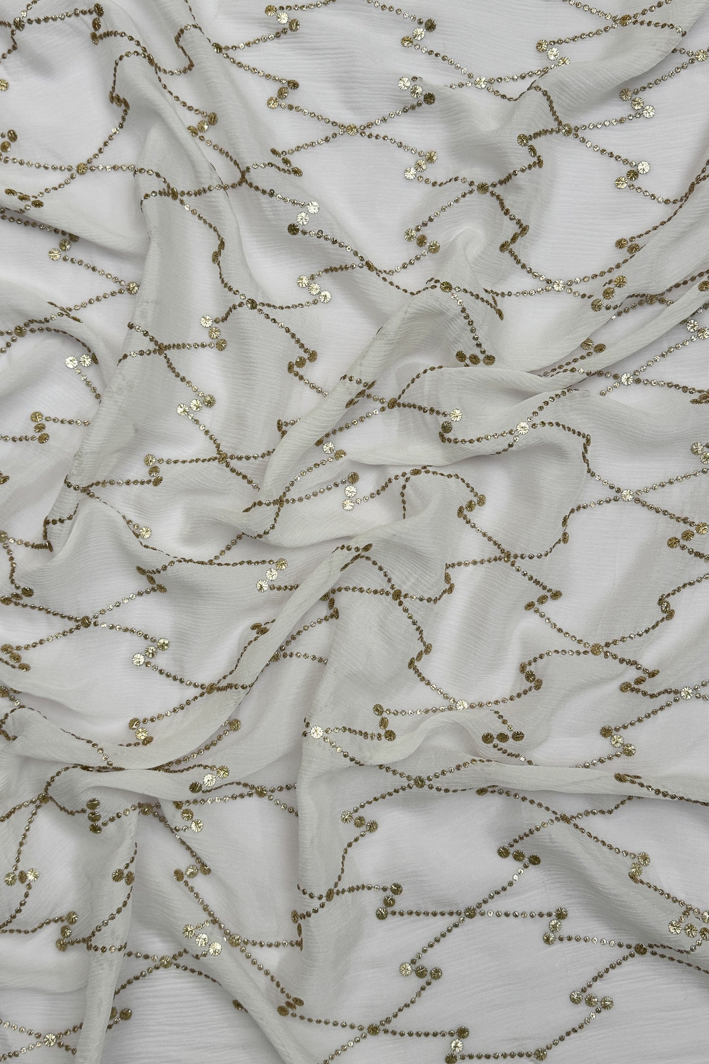 Opal Grid Luxe Organza Sequin Embroidered Fabric