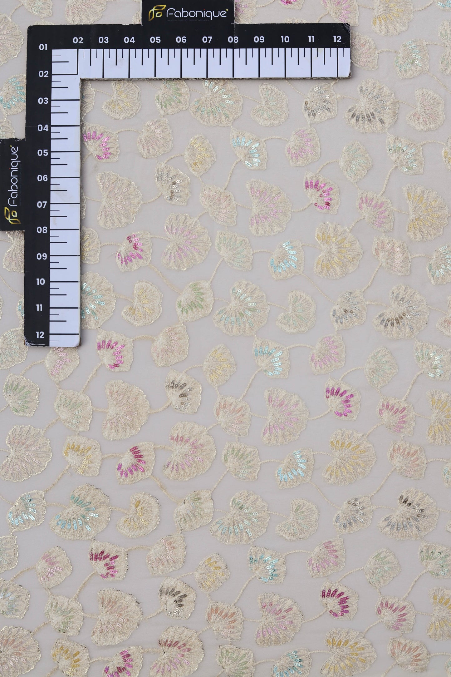 Floral Embroidered Sequin Fabric with Vibrant Accents