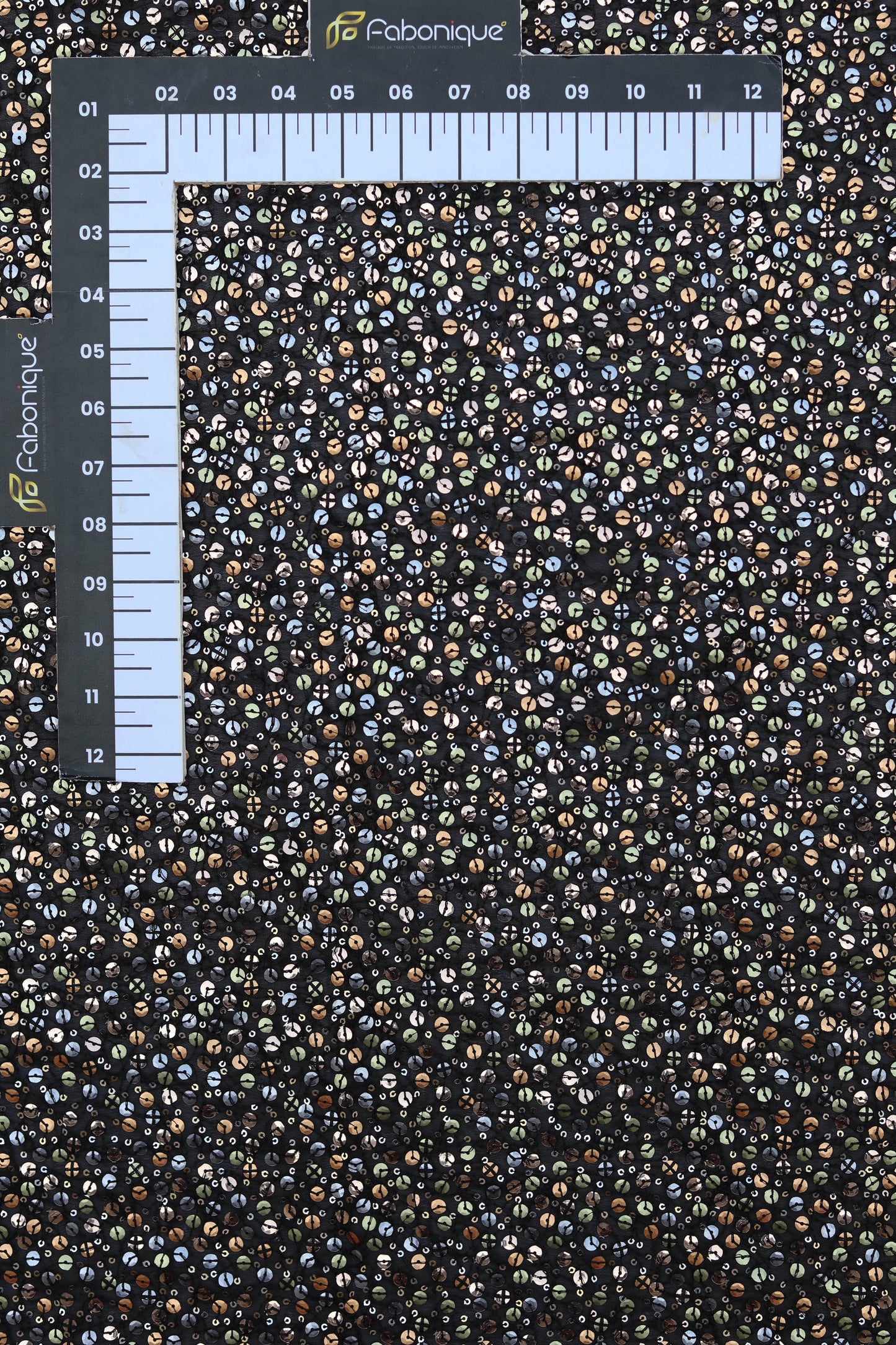 Multicolored Shimmer Sequin Fabric on Navy