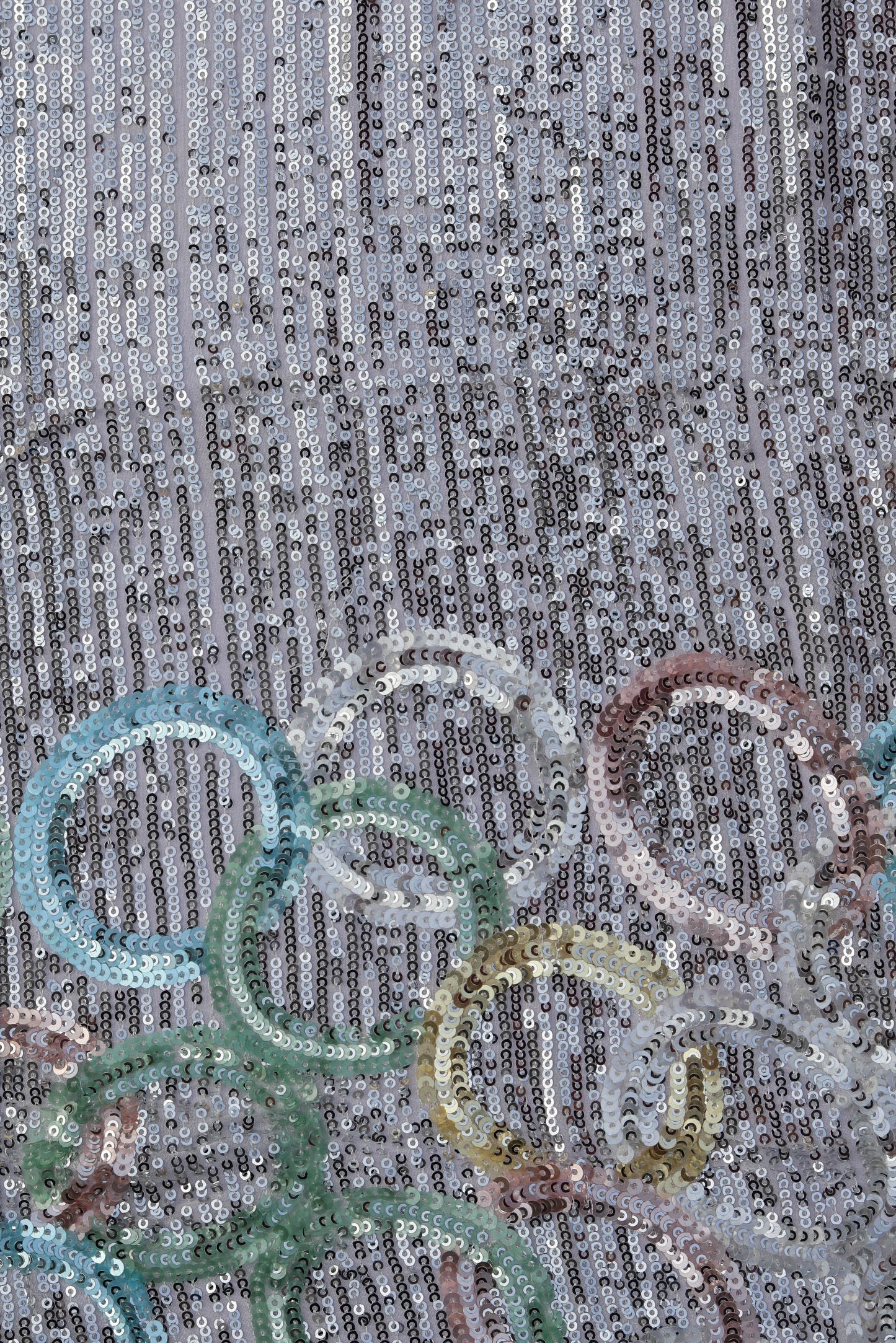 Multi Color Circular Embroidered Sequin Fabric