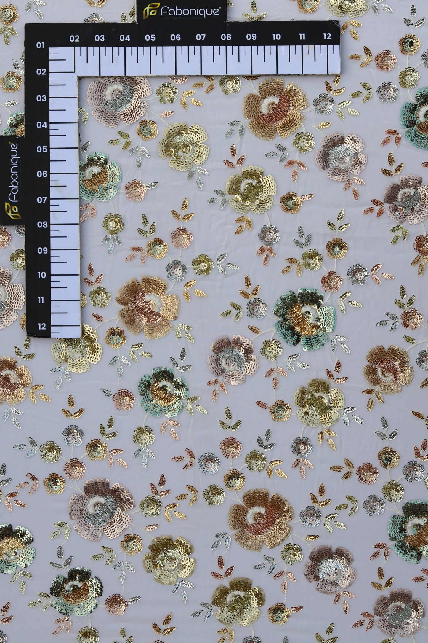 Shimmering Floral Embroidered Sequin Fabric
