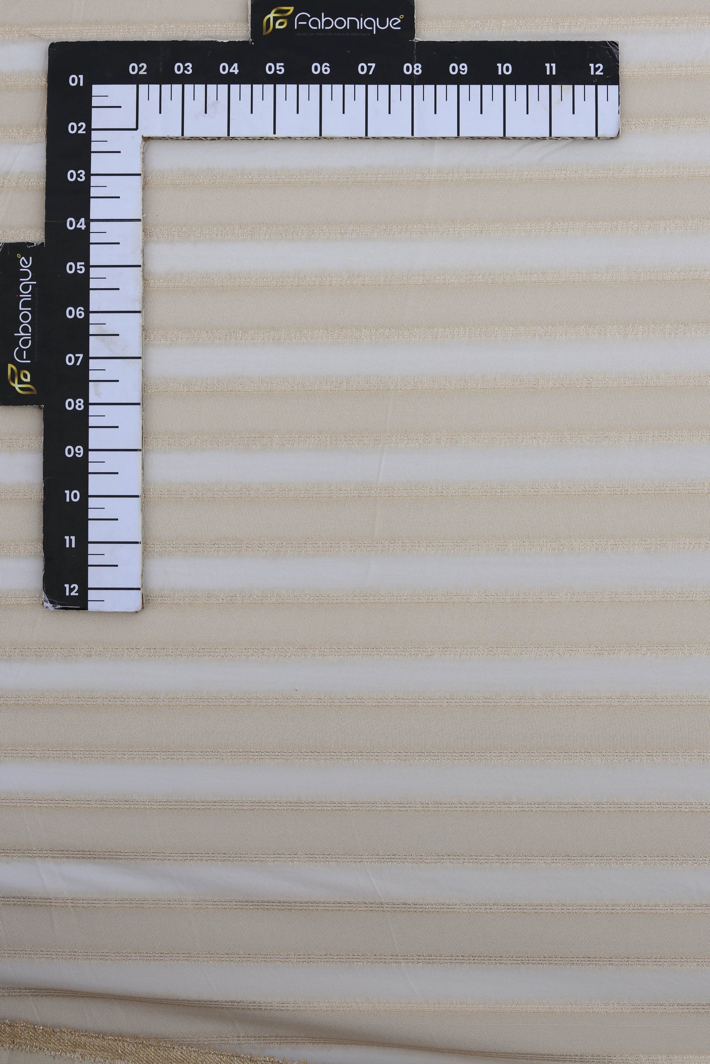 White Gold Horizontal Striped Sheer Organza Fabric