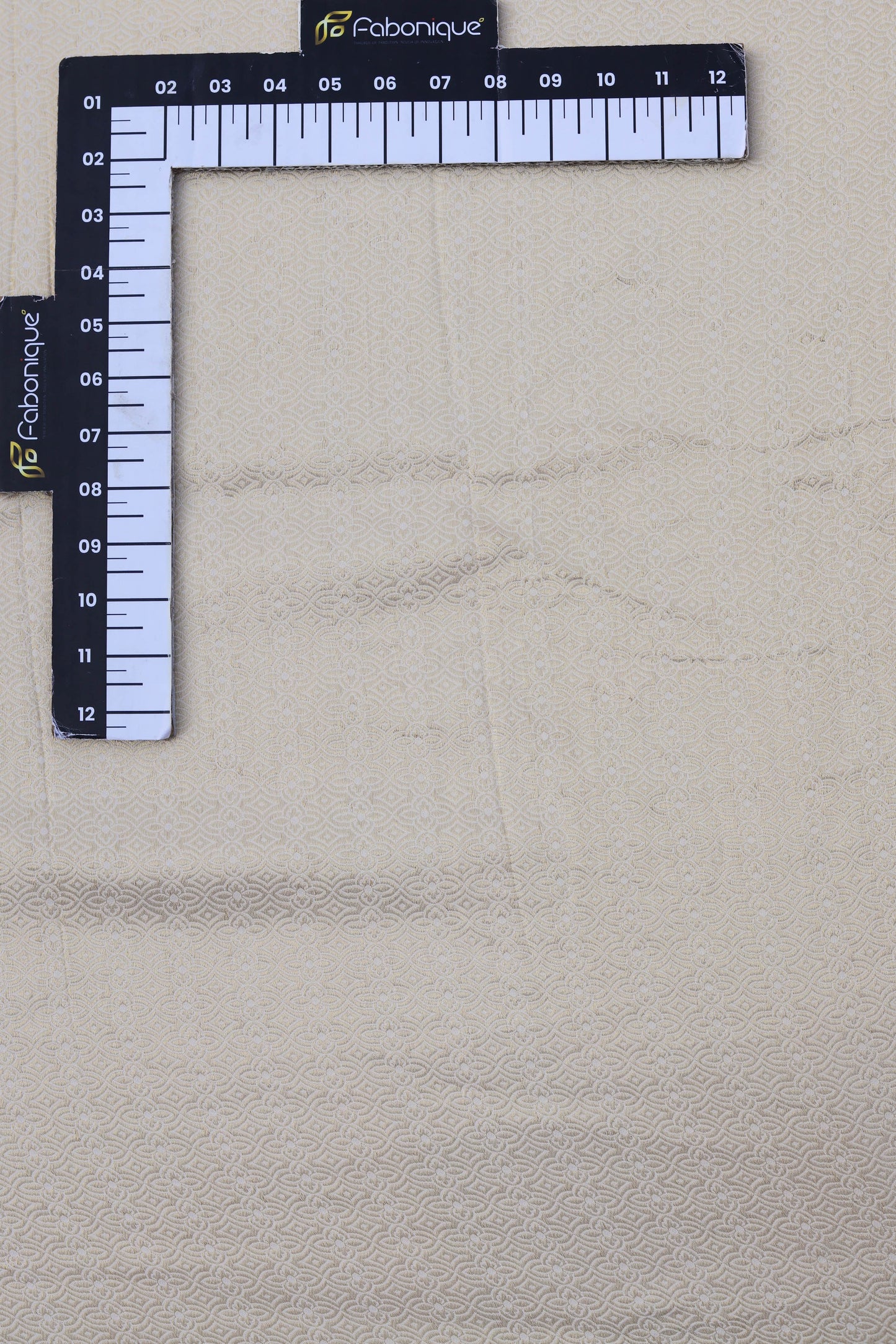 Ivory Banarasi Brocade Fabric with Floral Geometric Weave