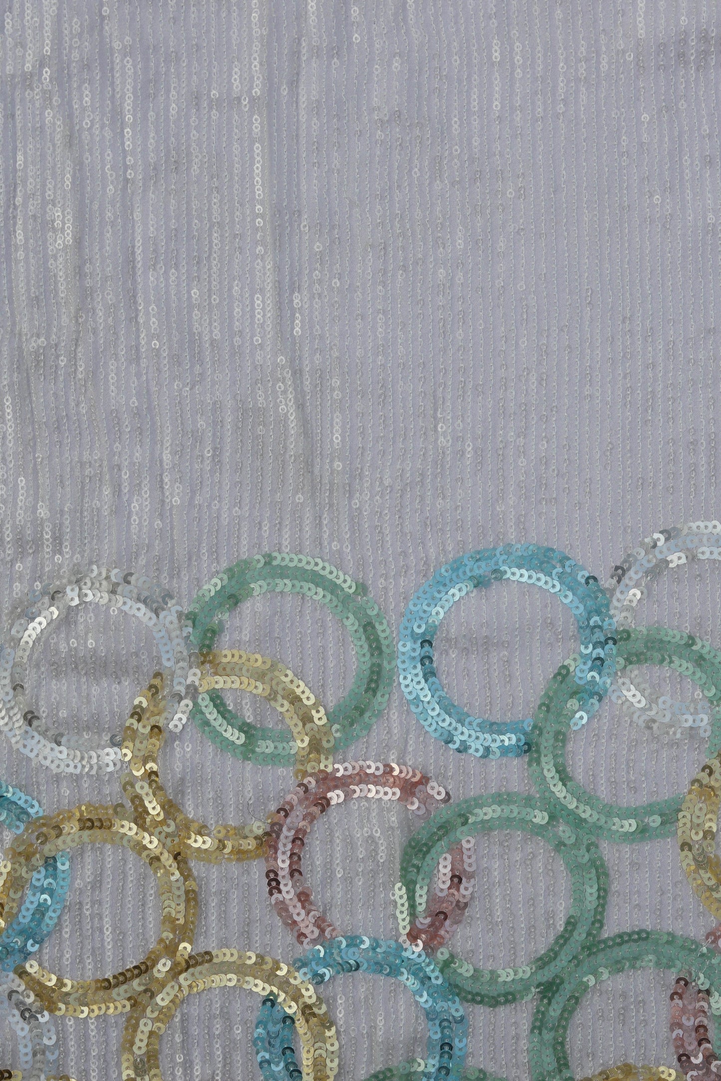 Multi Color Circular Embroidered Sequin Fabric