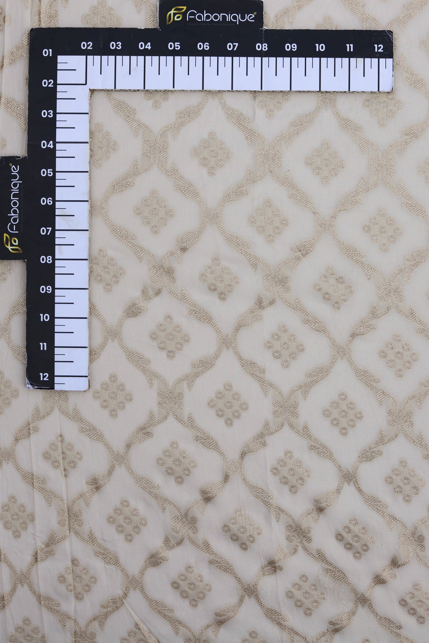 Golden Lattice Pattern Sheer Organza Fabric