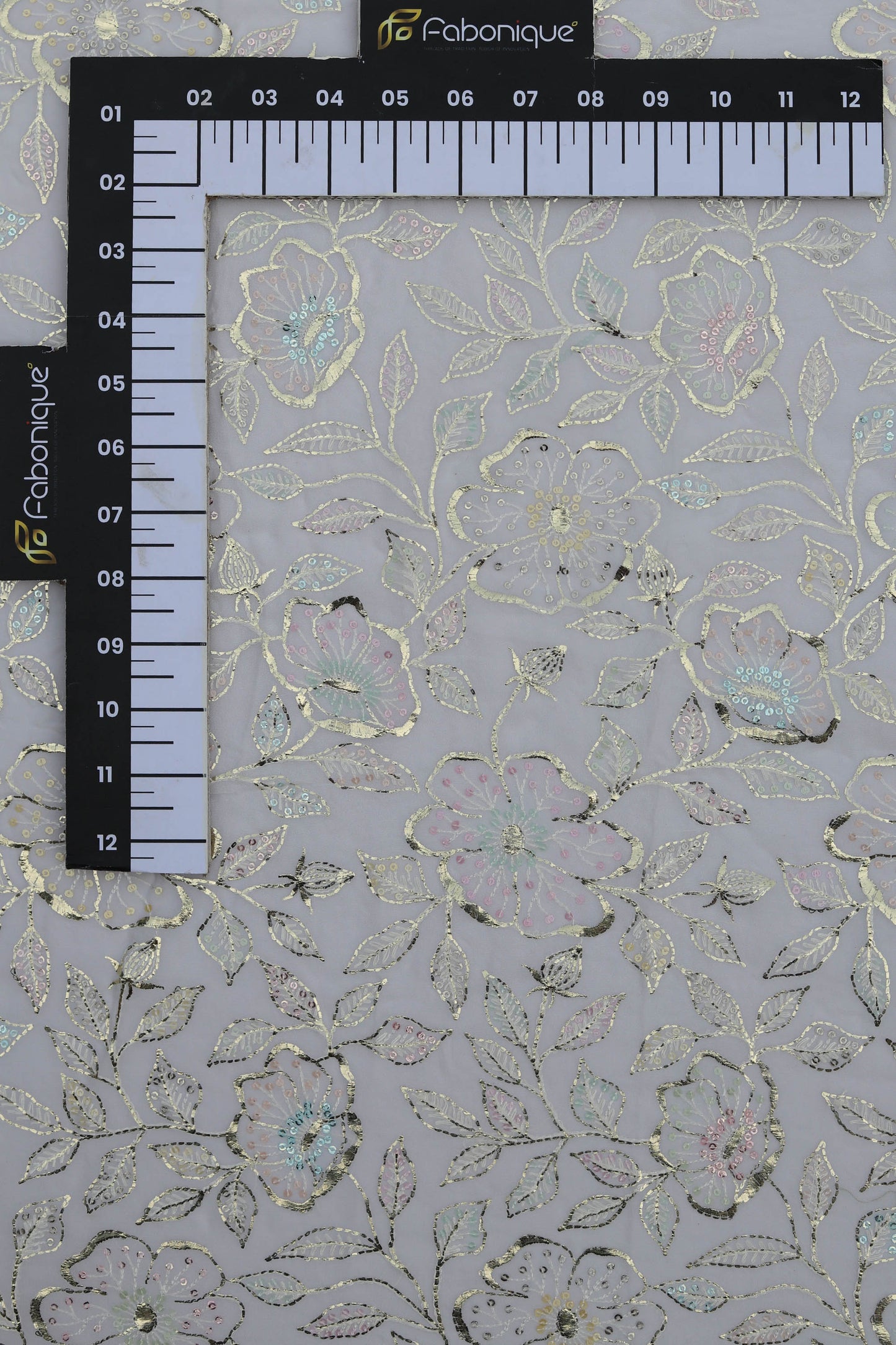 Fabonique Floral Embroidered Sequin Fabric